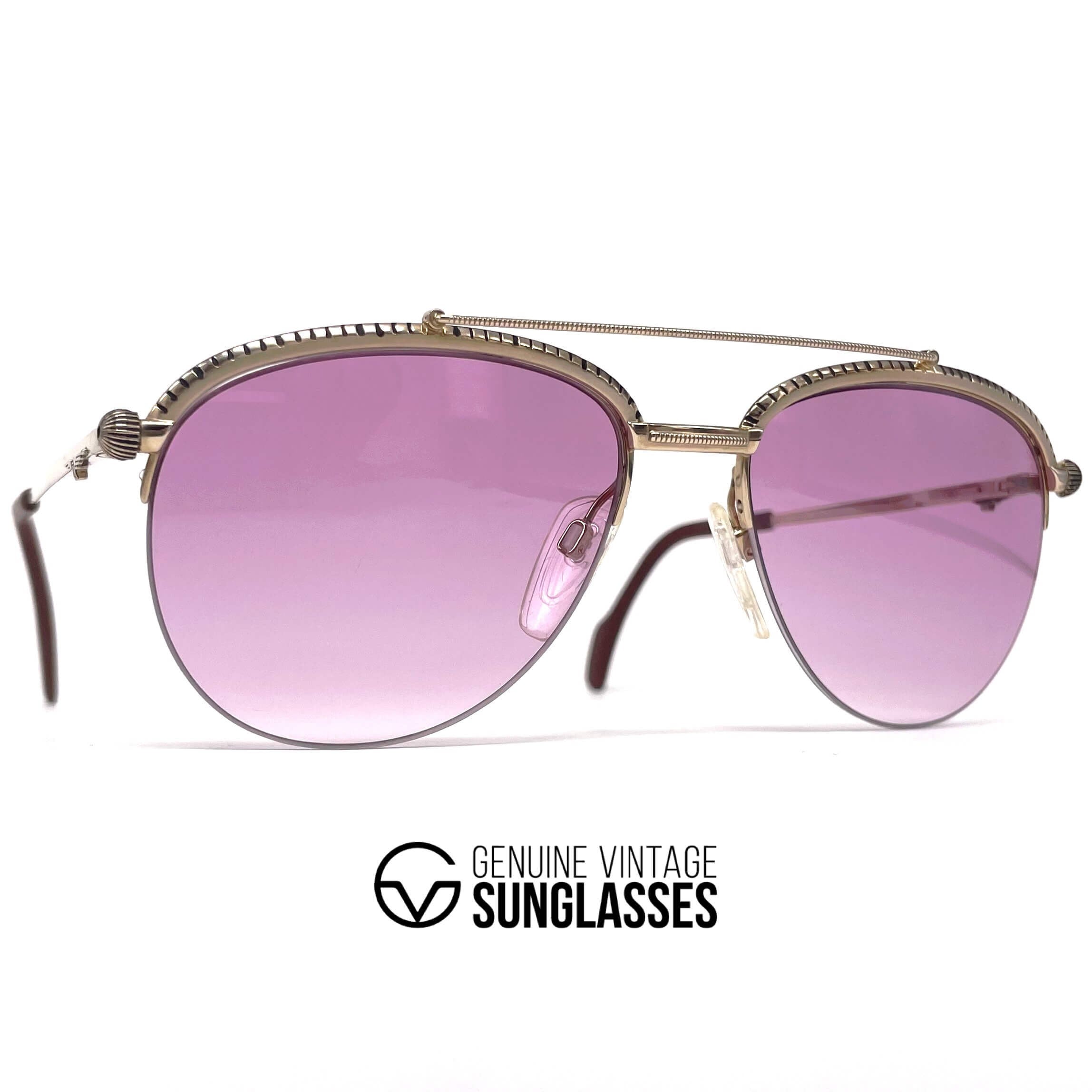 Vintage LONGINES 0163 METZLER gold rare semi rimless aviator sunglasses