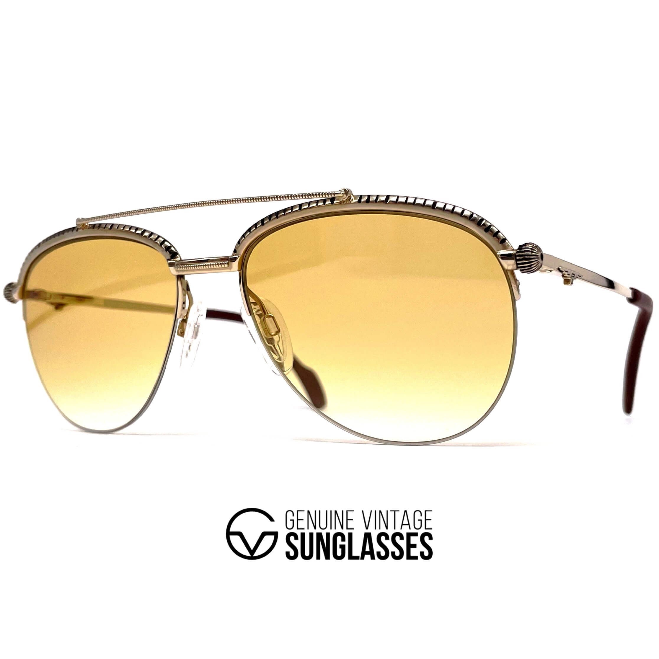 Vintage LONGINES 0163 METZLER gold rare semi rimless aviator sunglasses
