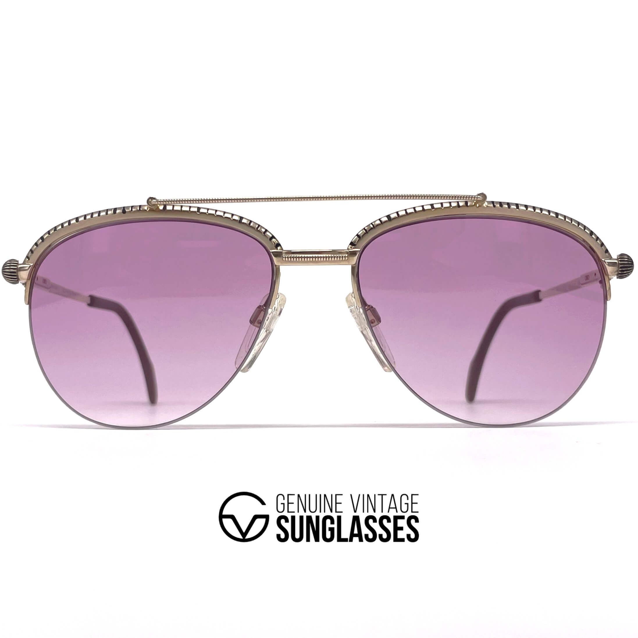 Vintage LONGINES 0163 METZLER gold rare semi rimless aviator sunglasses