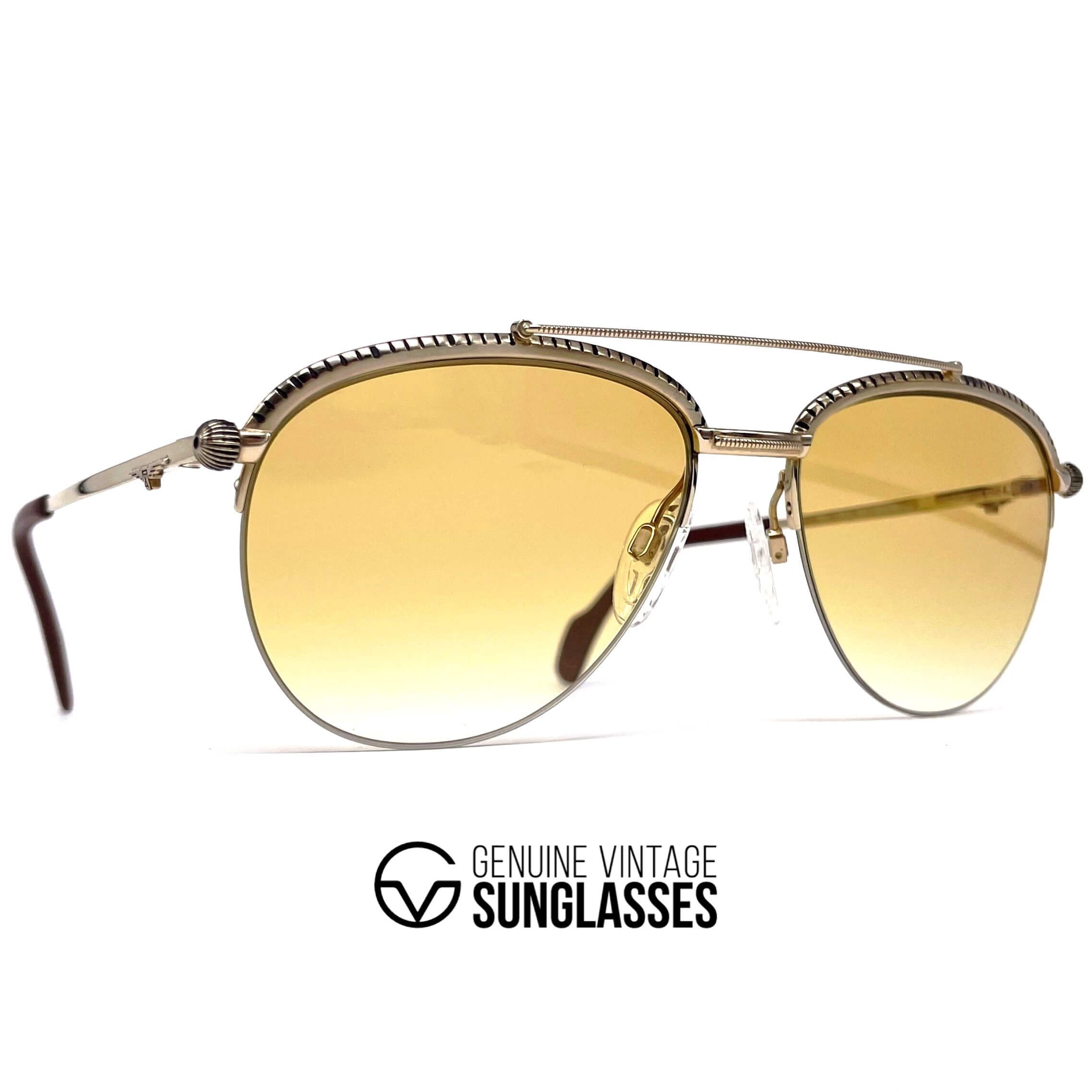 Vintage LONGINES 0163 METZLER gold rare semi rimless aviator sunglasses