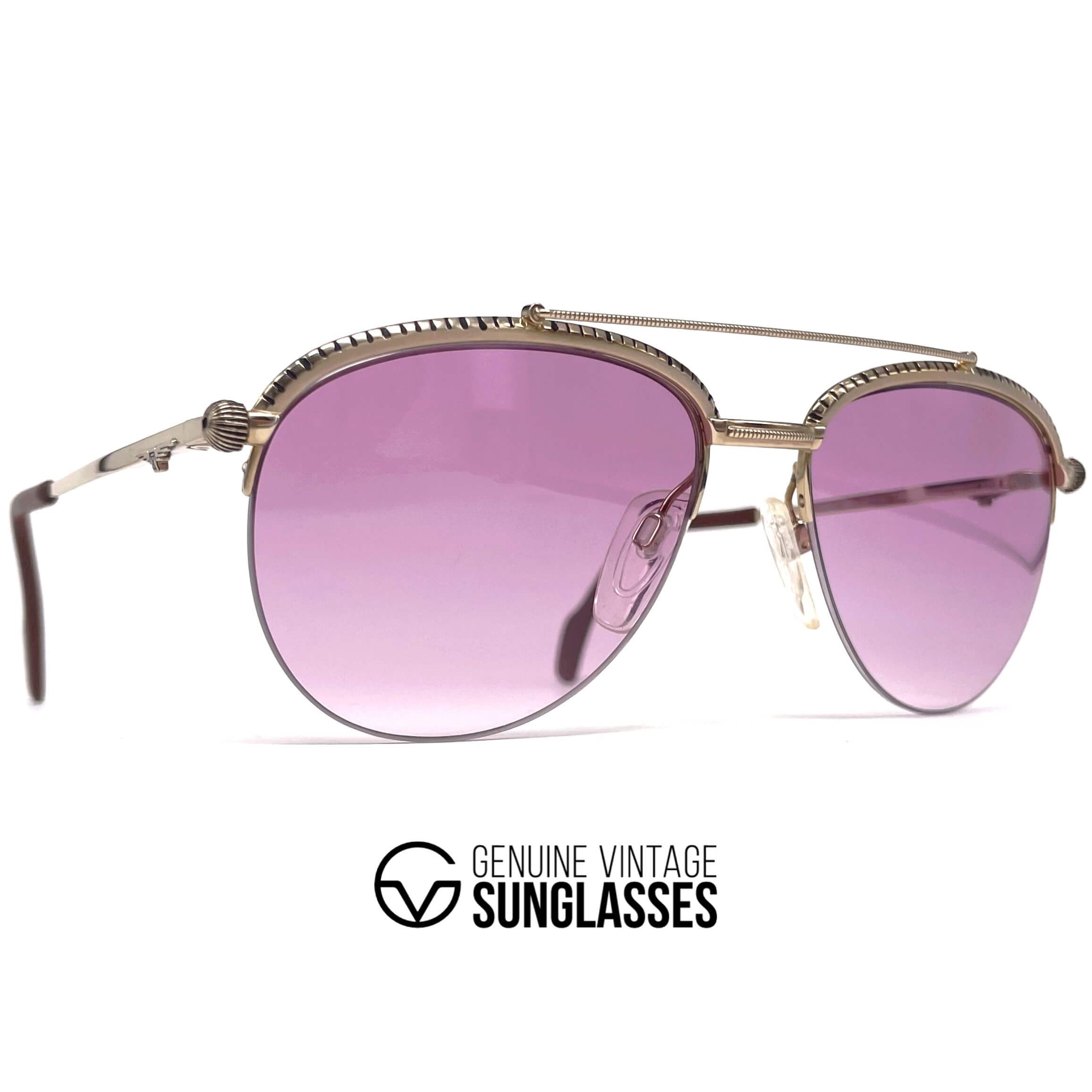 Vintage LONGINES 0163 METZLER gold rare semi rimless aviator sunglasses