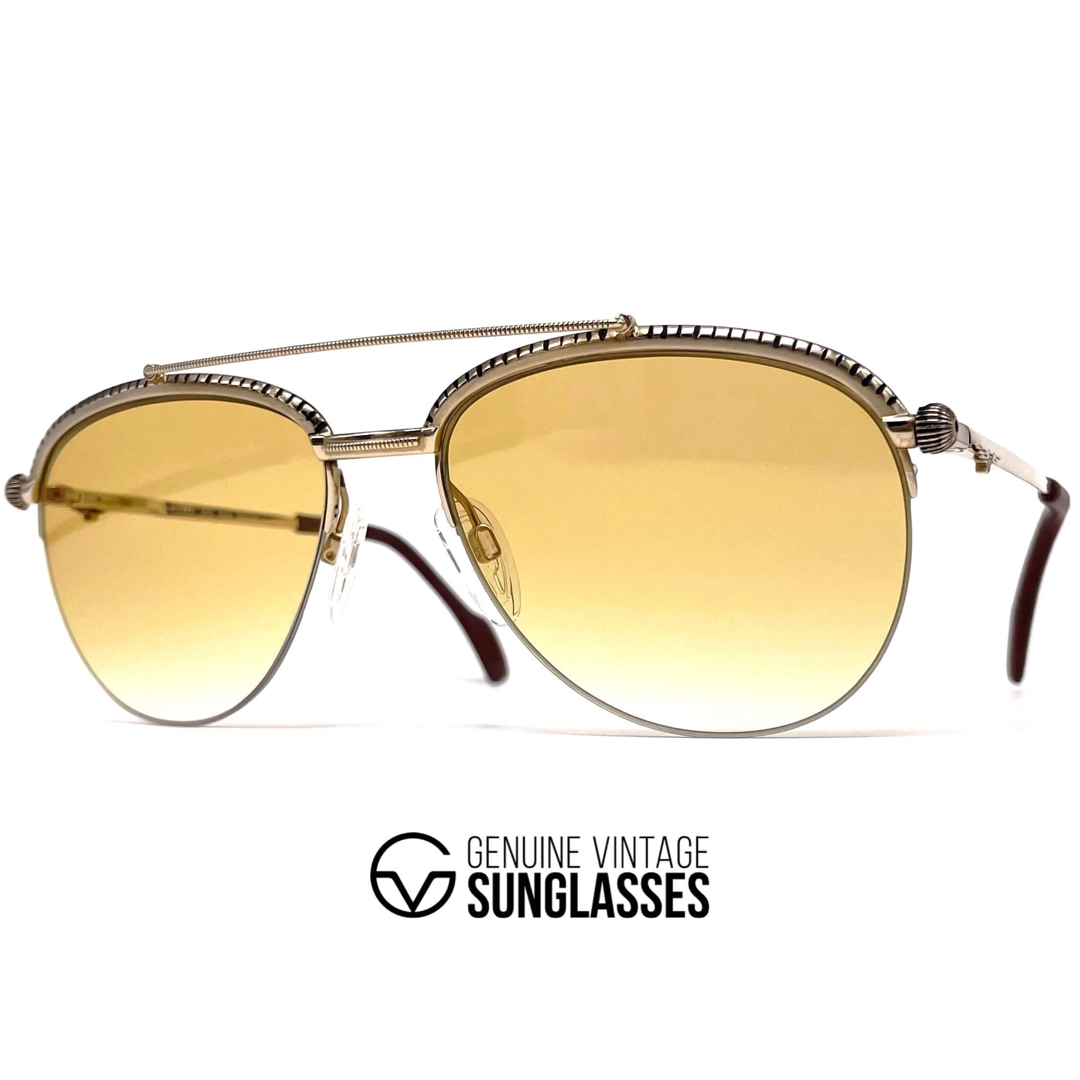 Vintage LONGINES 0163 METZLER gold rare semi rimless aviator sunglasses