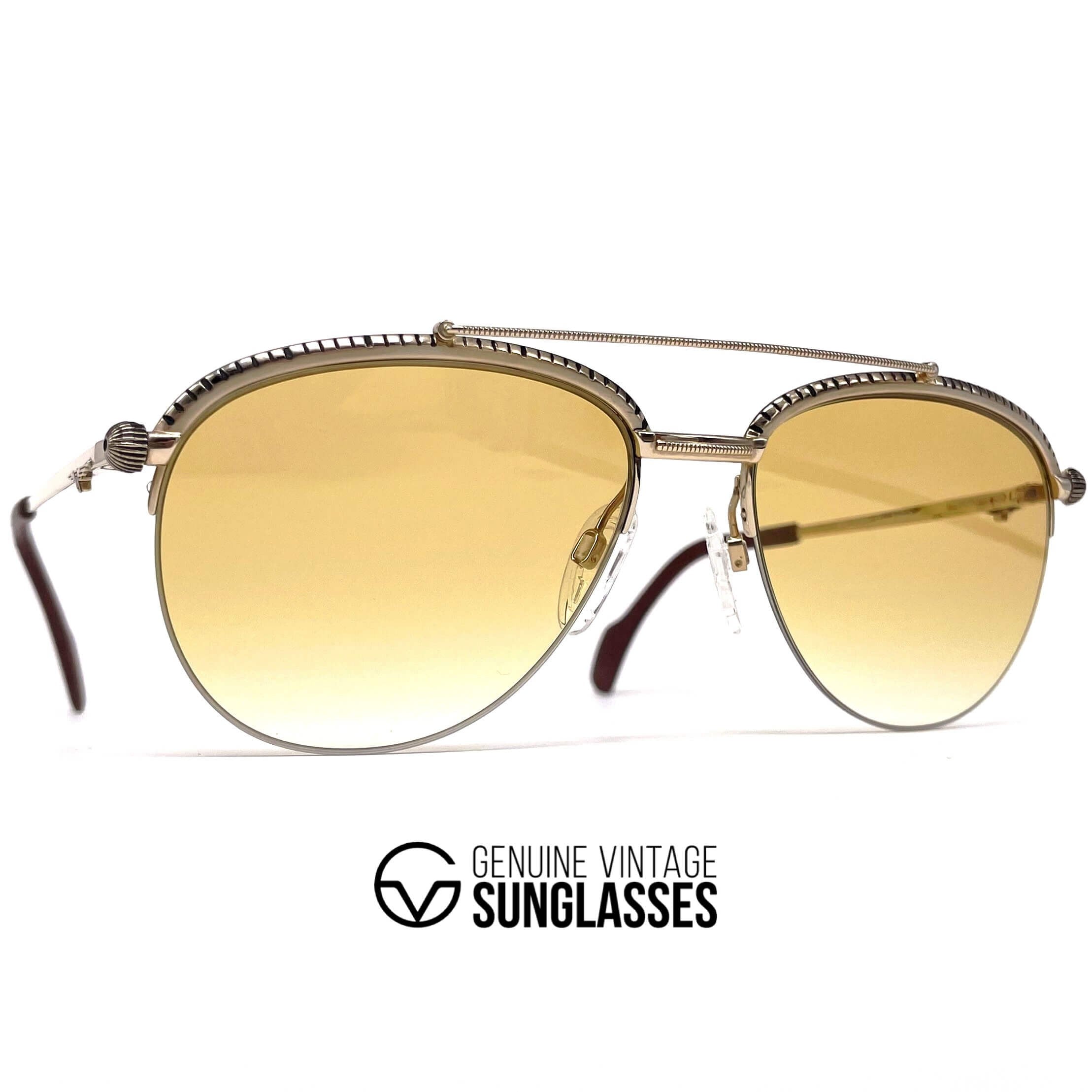 Vintage LONGINES 0163 METZLER gold rare semi rimless aviator sunglasses