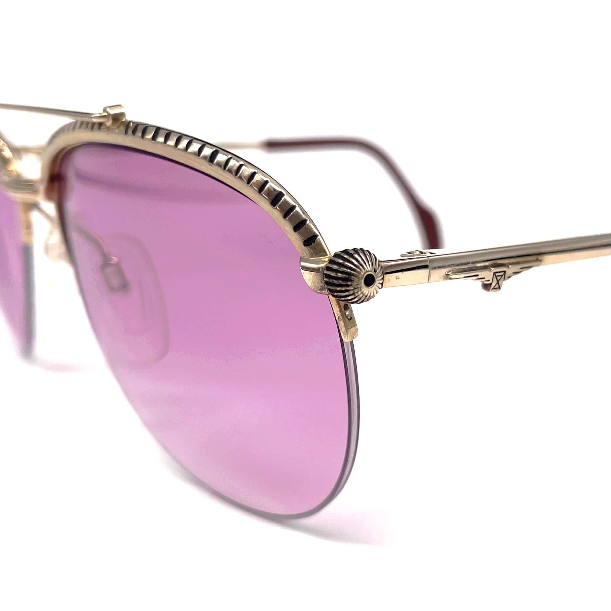 Vintage LONGINES 0163 METZLER gold rare semi rimless aviator sunglasses
