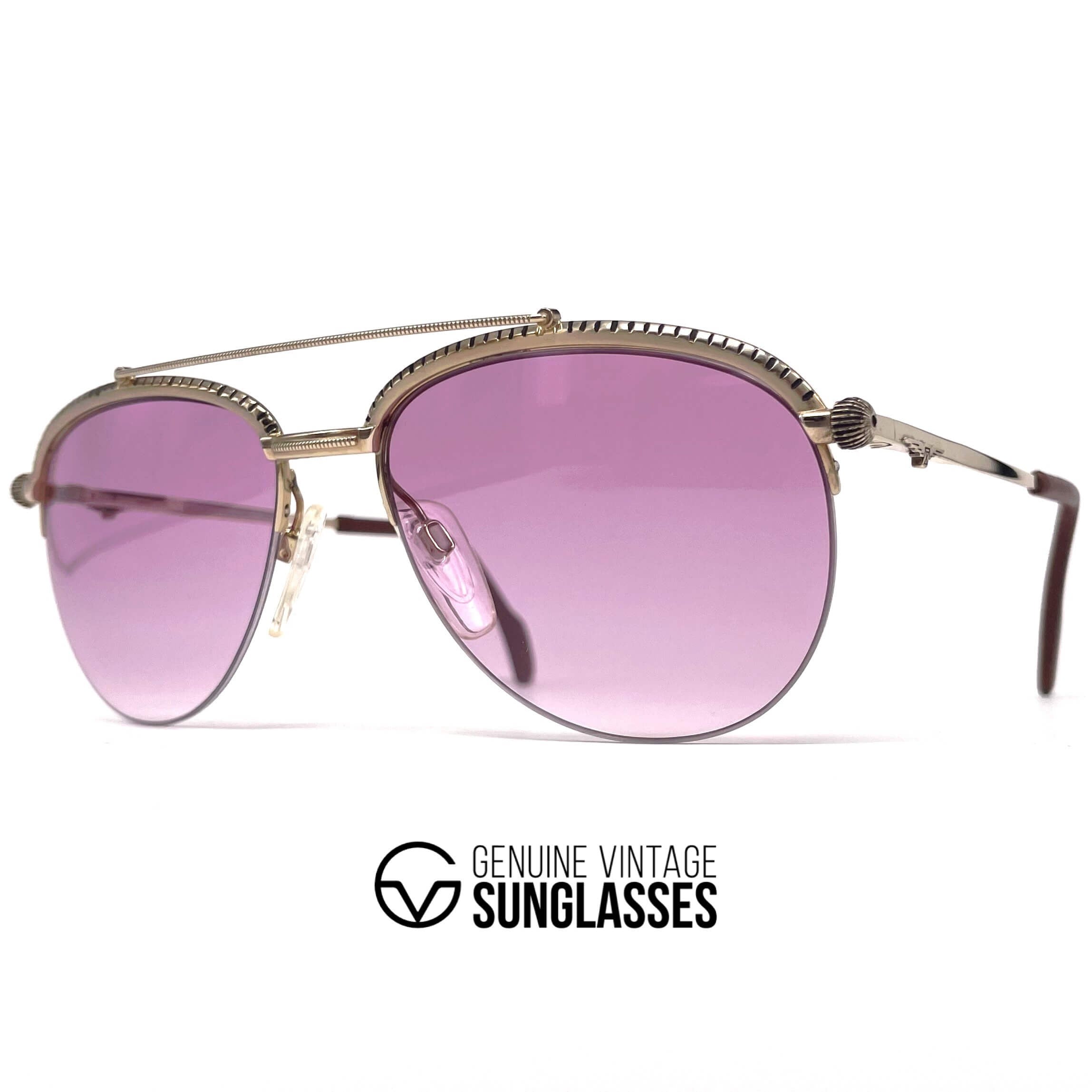 Vintage LONGINES 0163 METZLER gold rare semi rimless aviator sunglasses