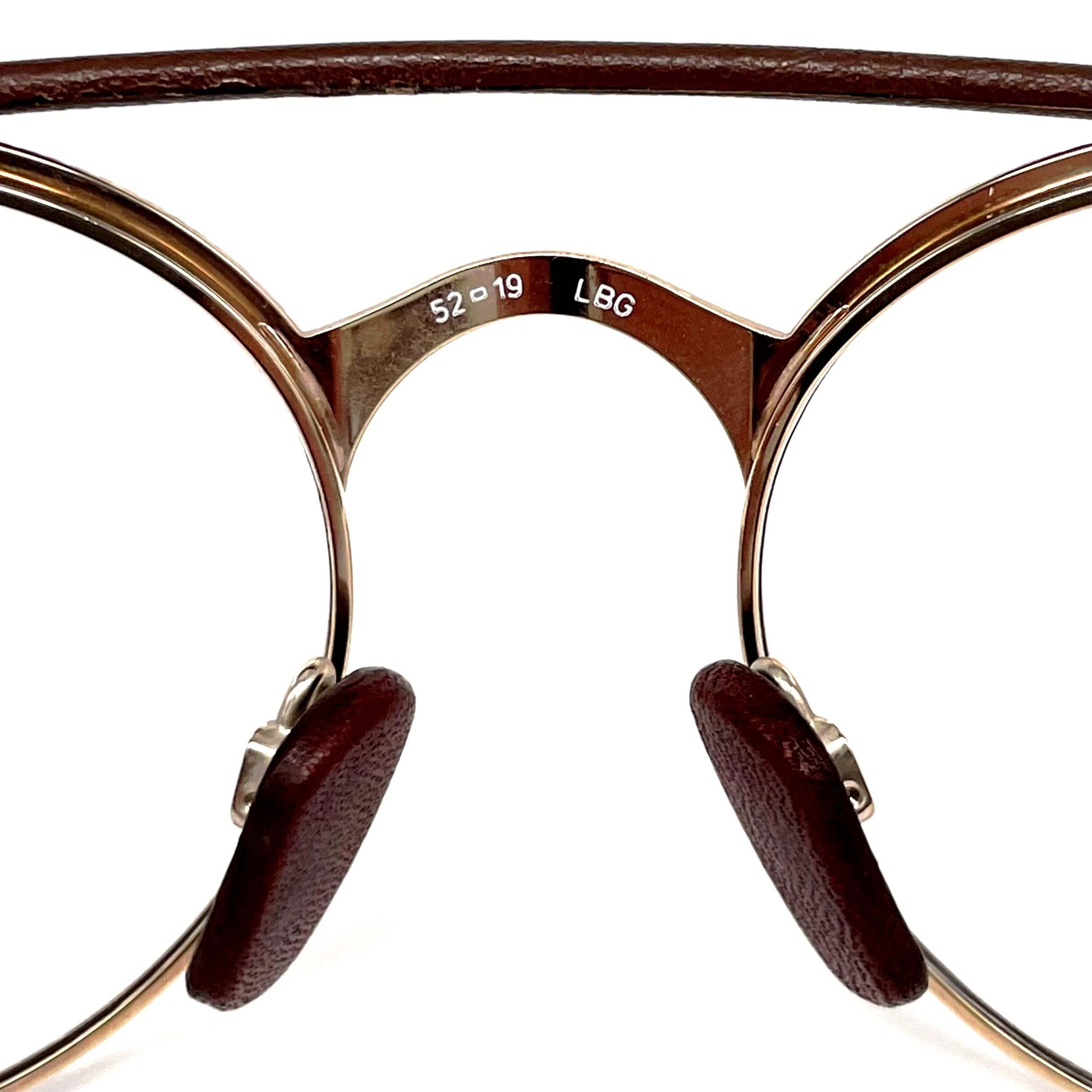 Vintage LONGINES 0168 METZLER rare gold leather aviator glasses frames