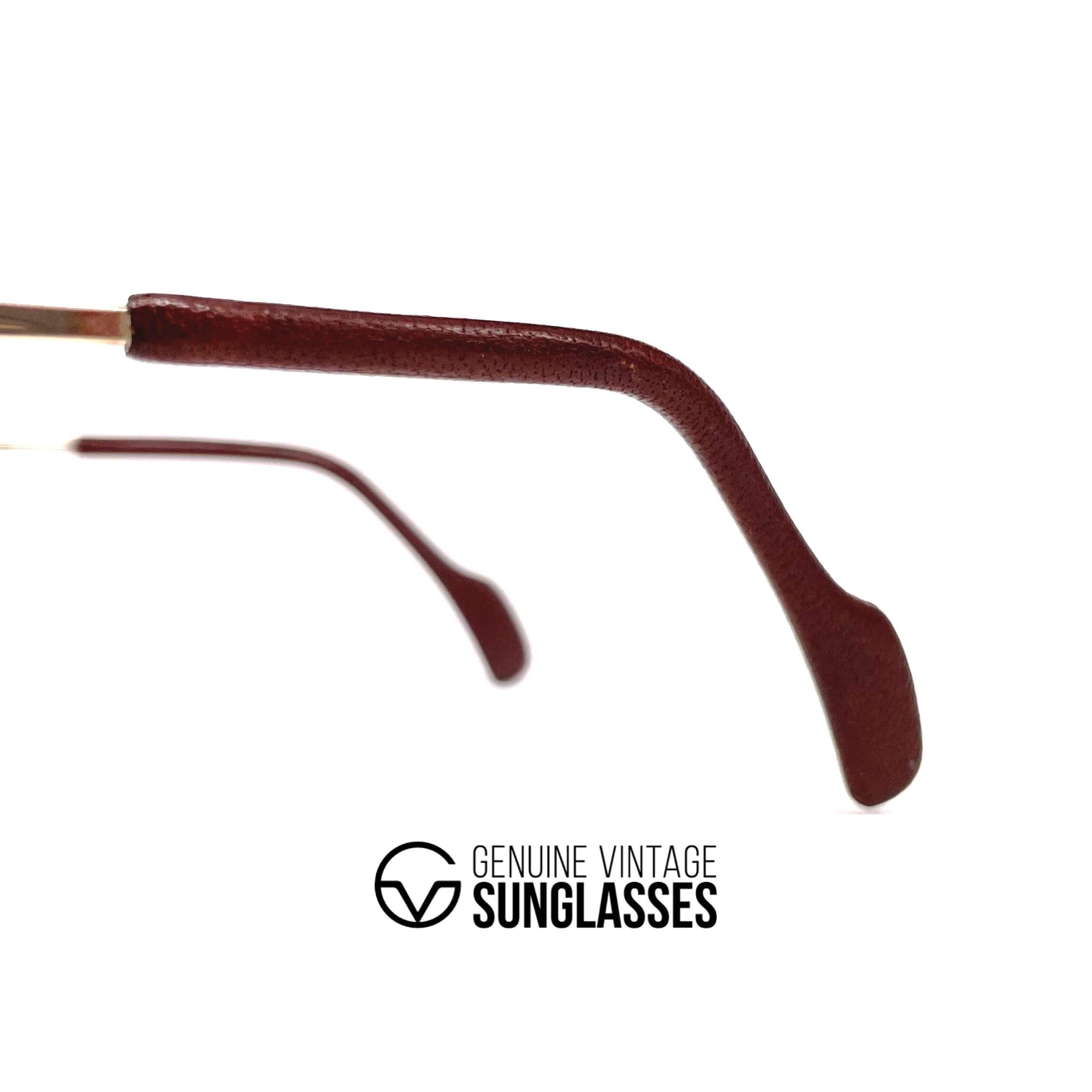 Vintage LONGINES 0168 METZLER rare gold leather aviator sunglasses