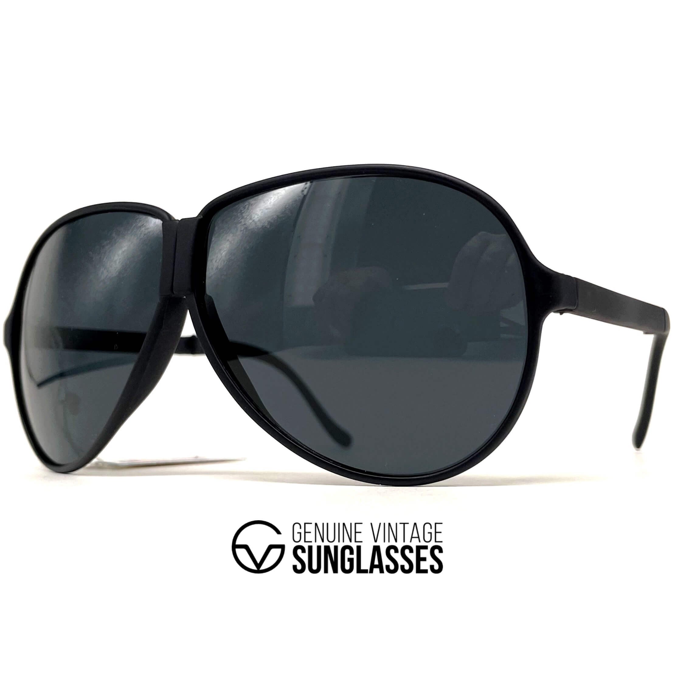 Vintage LOUBSOL 1910 Folding black matte aviator sunglasses