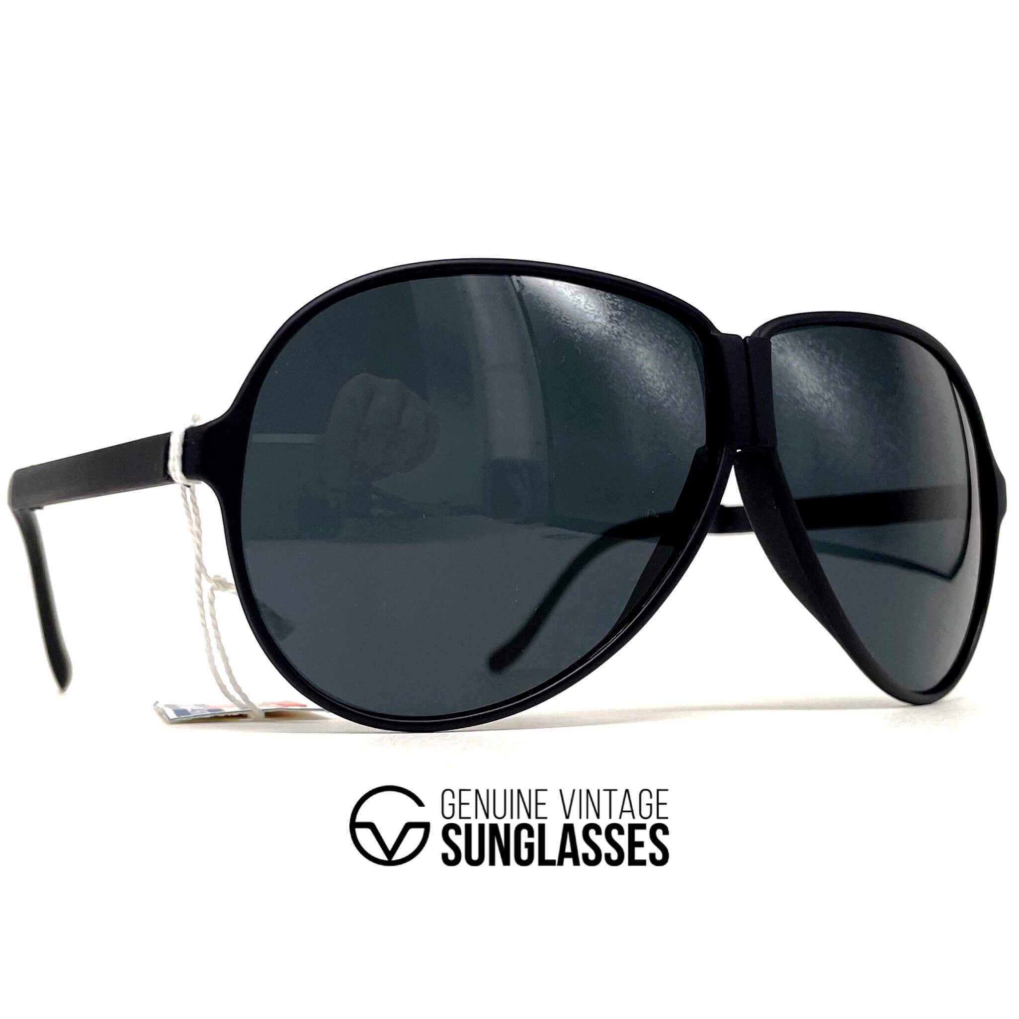 Vintage LOUBSOL 1910 Folding black matte aviator sunglasses
