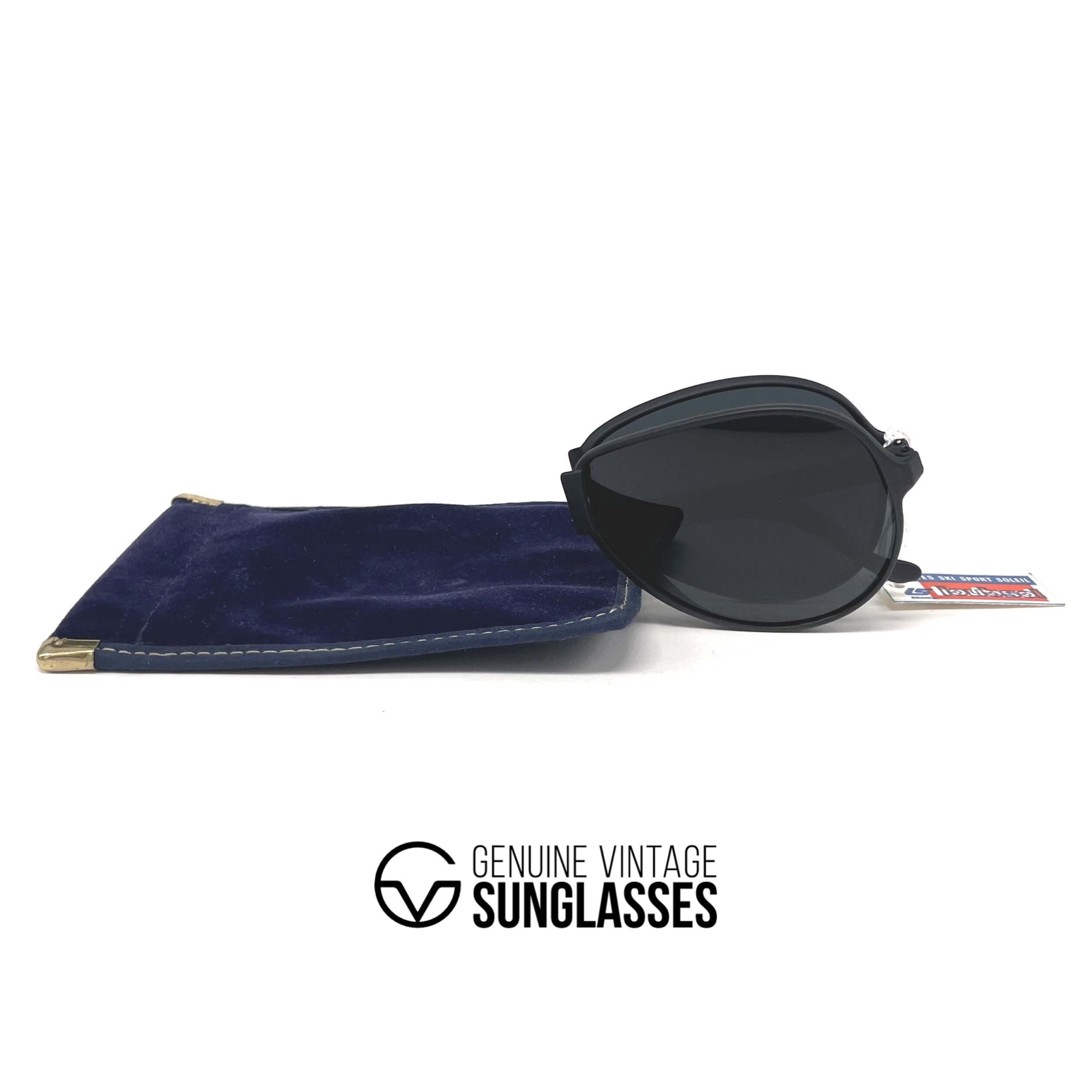 Vintage LOUBSOL 1910 Folding black matte aviator sunglasses