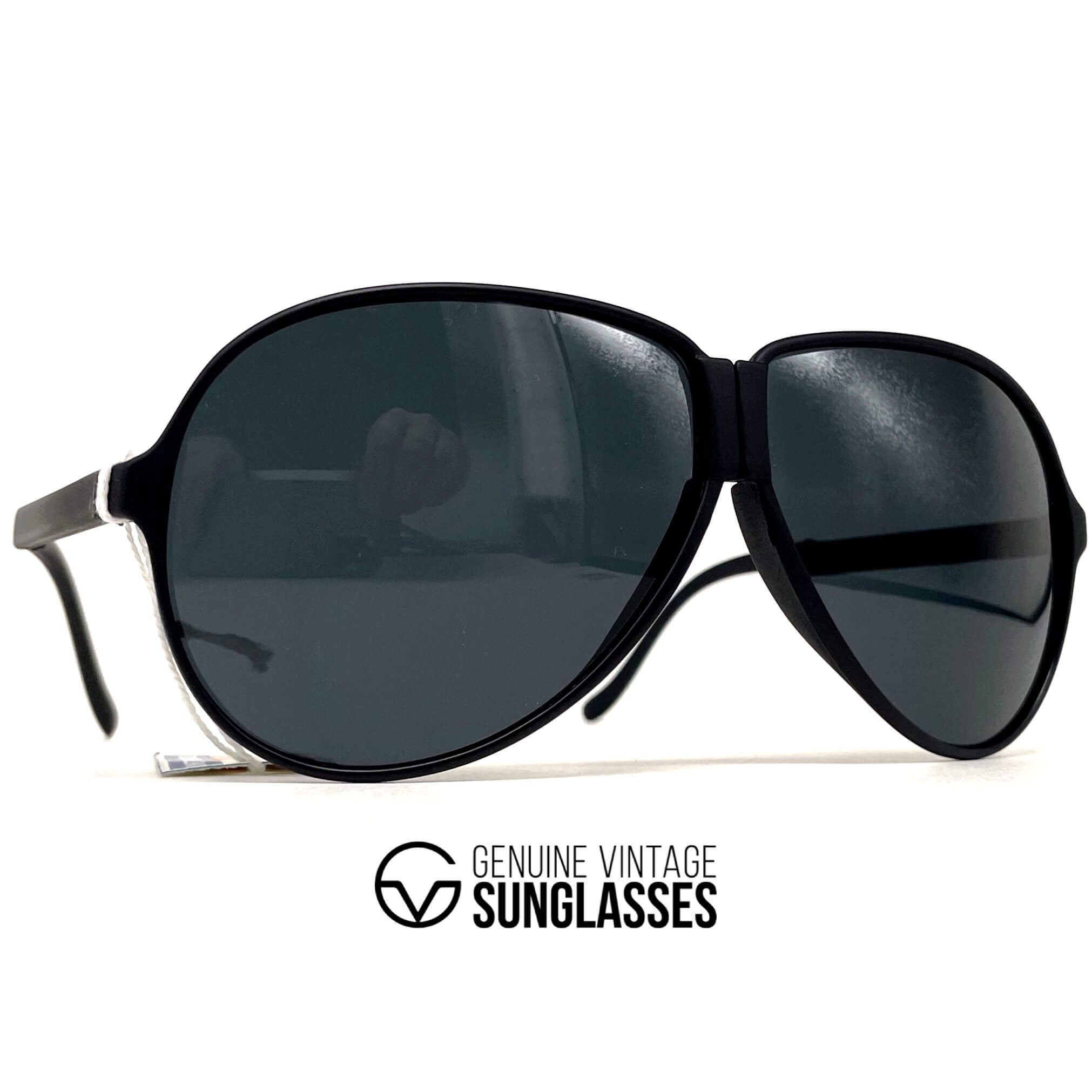 Vintage LOUBSOL 1910 Folding black matte aviator sunglasses