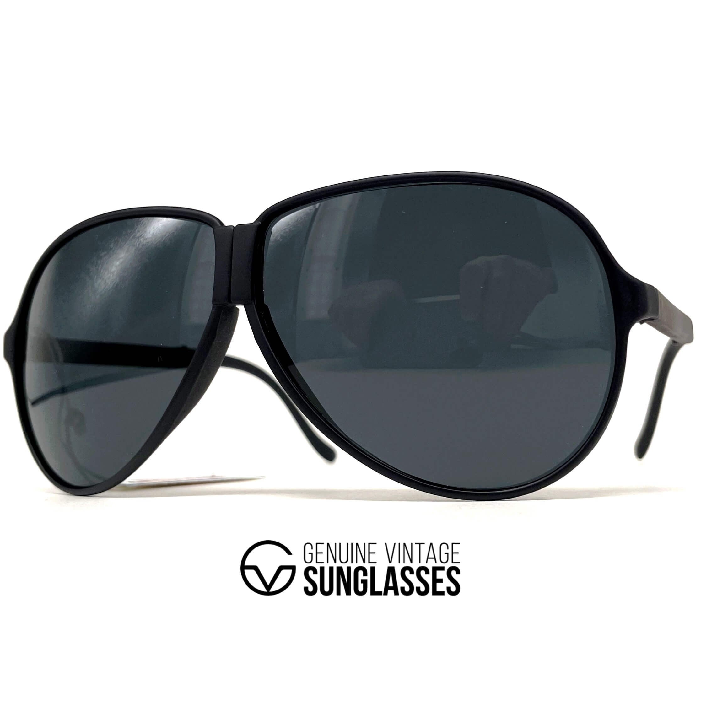 Vintage LOUBSOL 1910 Folding black matte aviator sunglasses