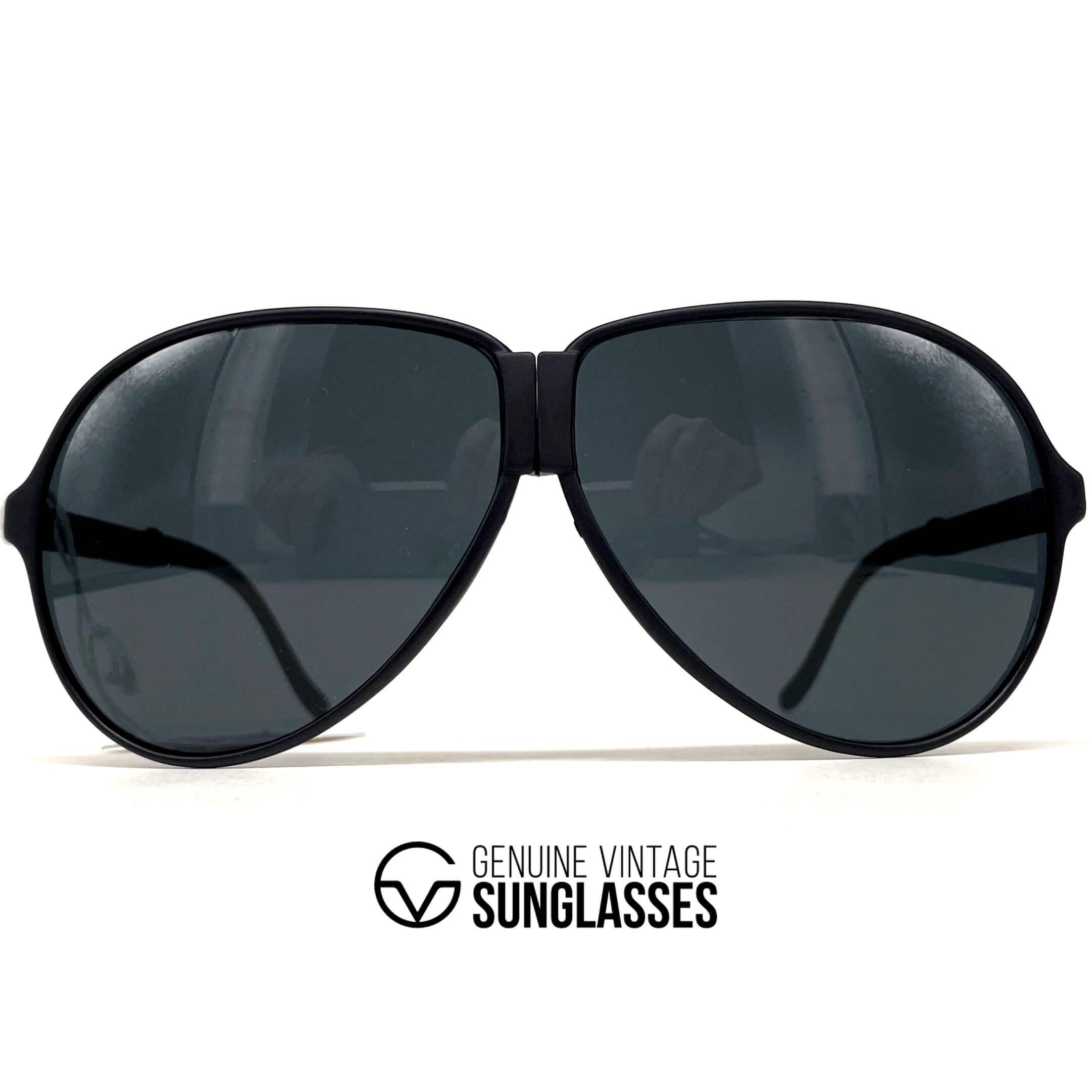 Vintage LOUBSOL 1910 Folding black matte aviator sunglasses
