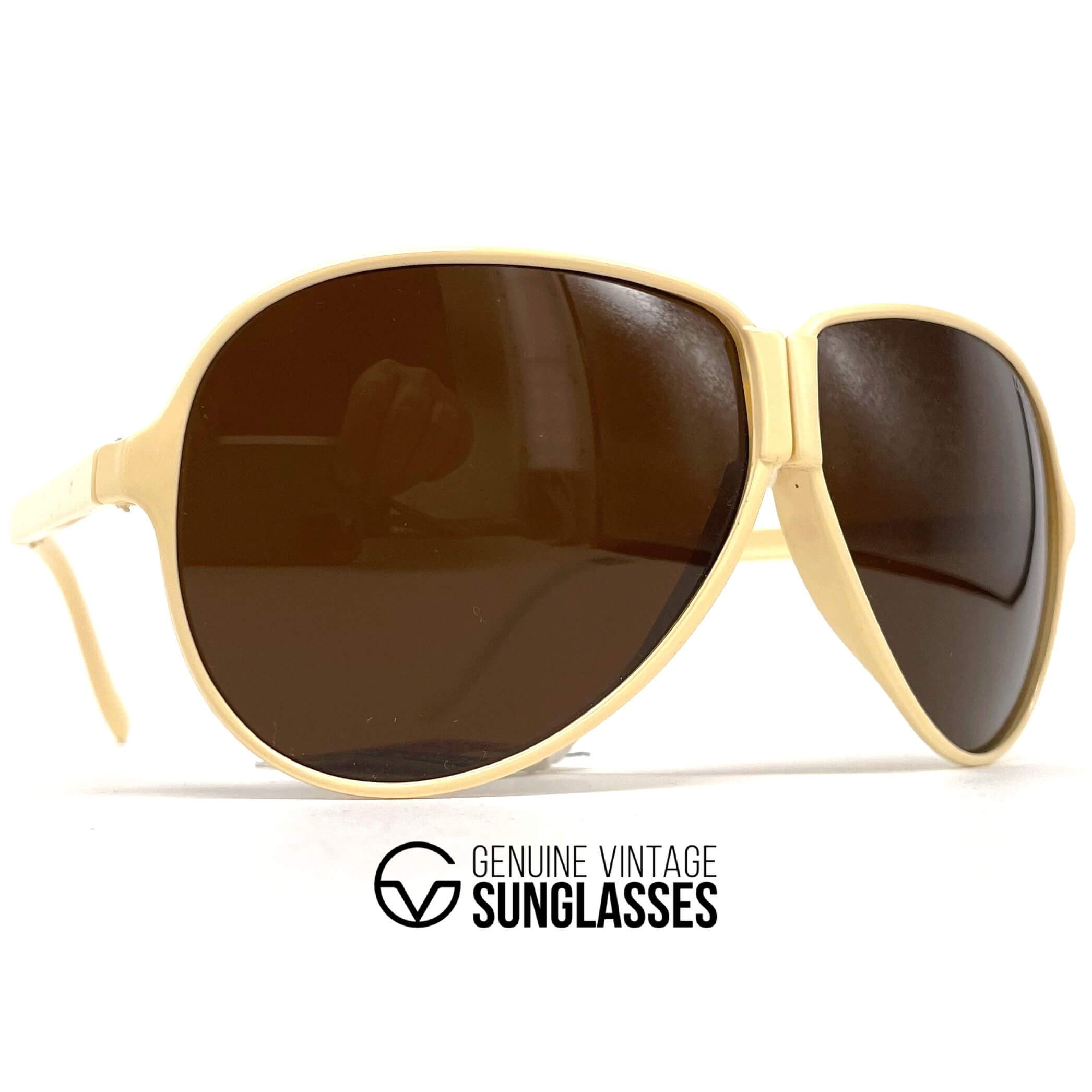 Vintage LOUBSOL 1910 Folding creme aviator sunglasses