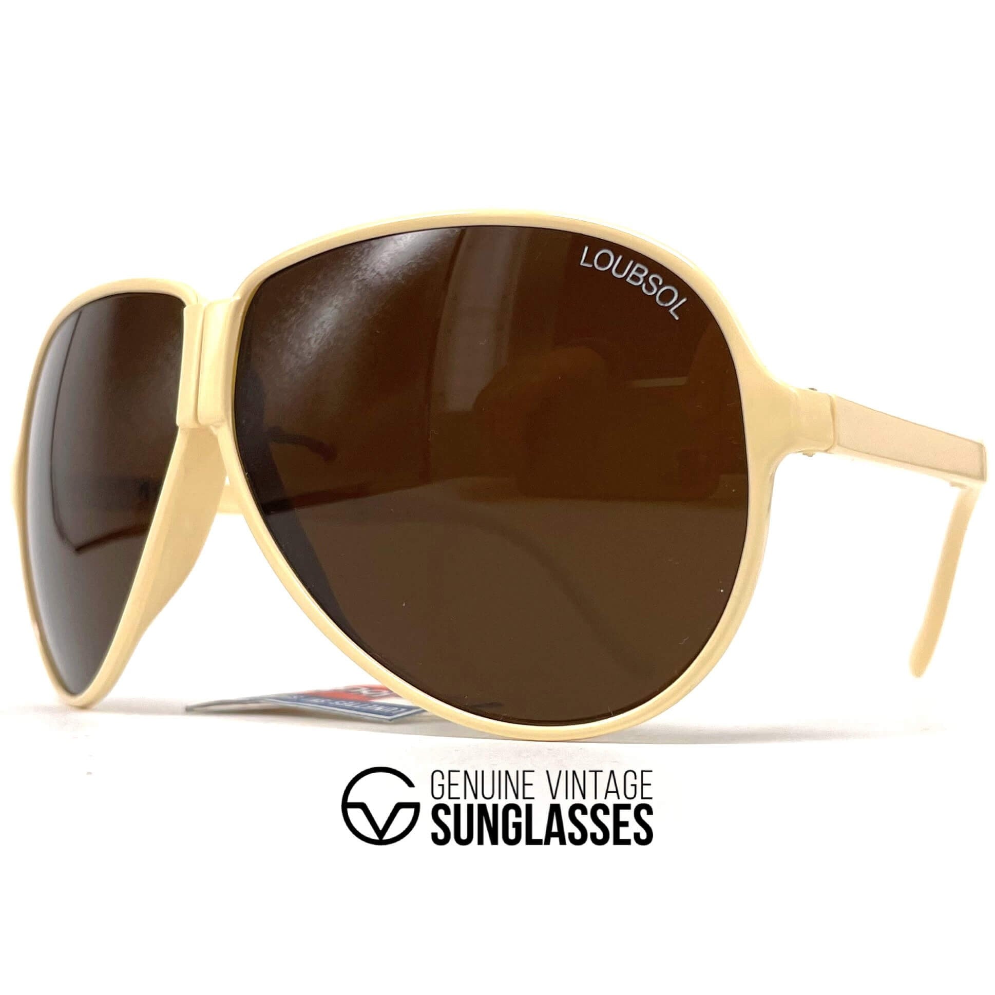 Vintage LOUBSOL 1910 Folding creme aviator sunglasses