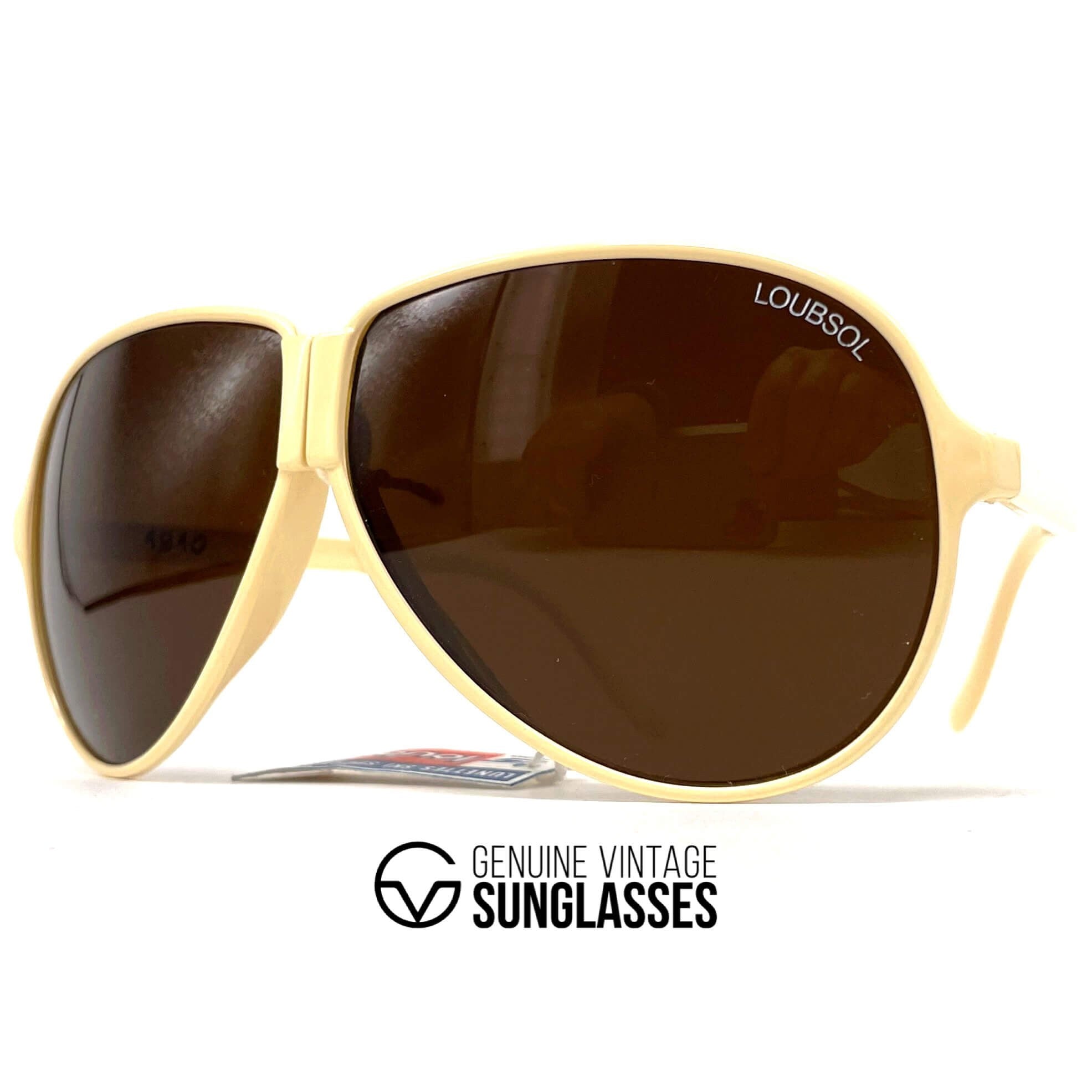 Vintage LOUBSOL 1910 Folding creme aviator sunglasses