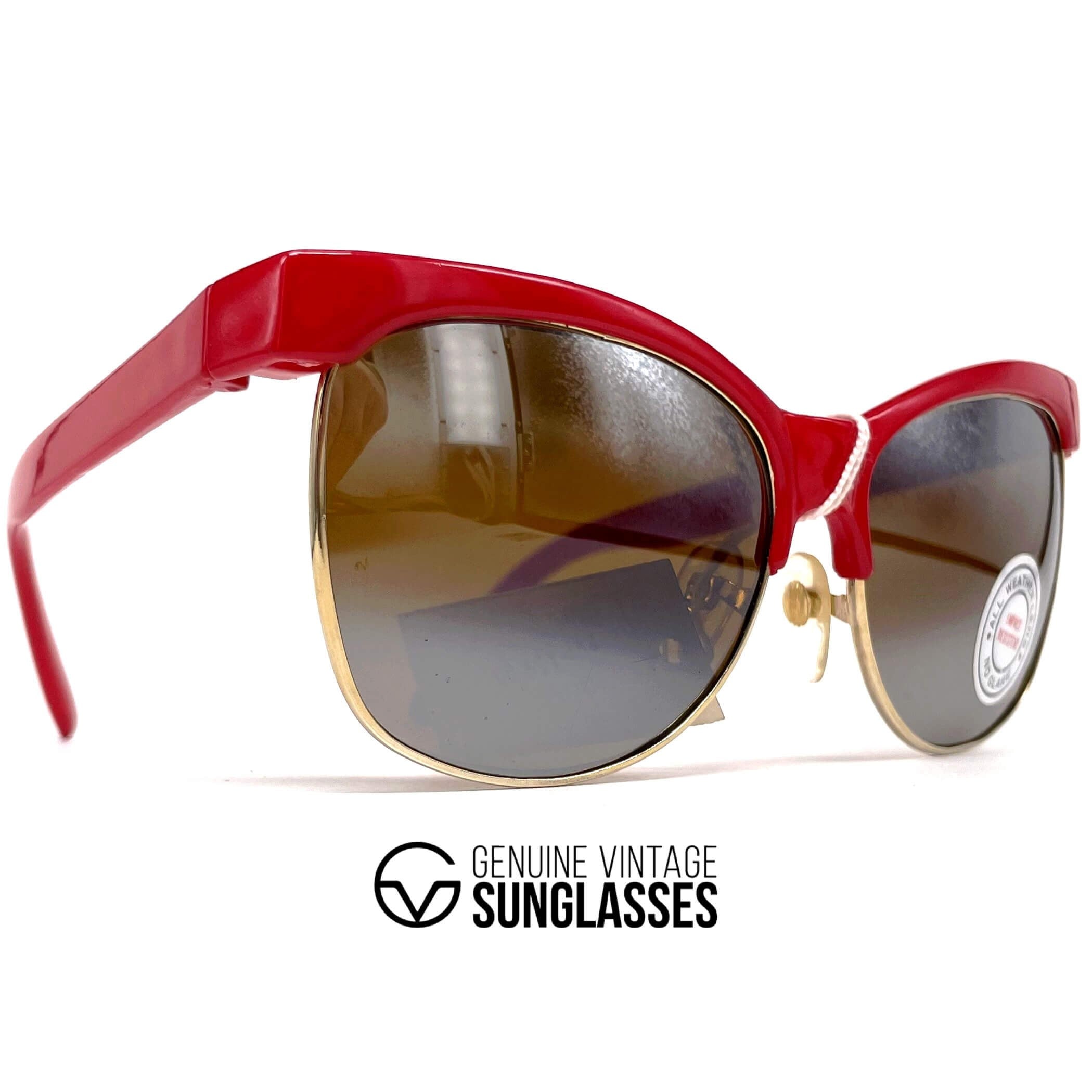 Vintage LOUBSOL Dore red dual mirrored cat eye sunglasses