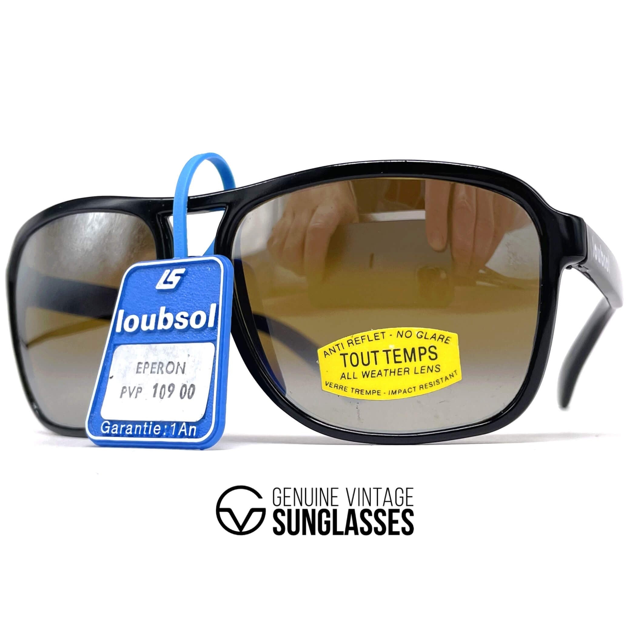 Vintage LOUBSOL Eperon black double mirrored aviator sunglasses