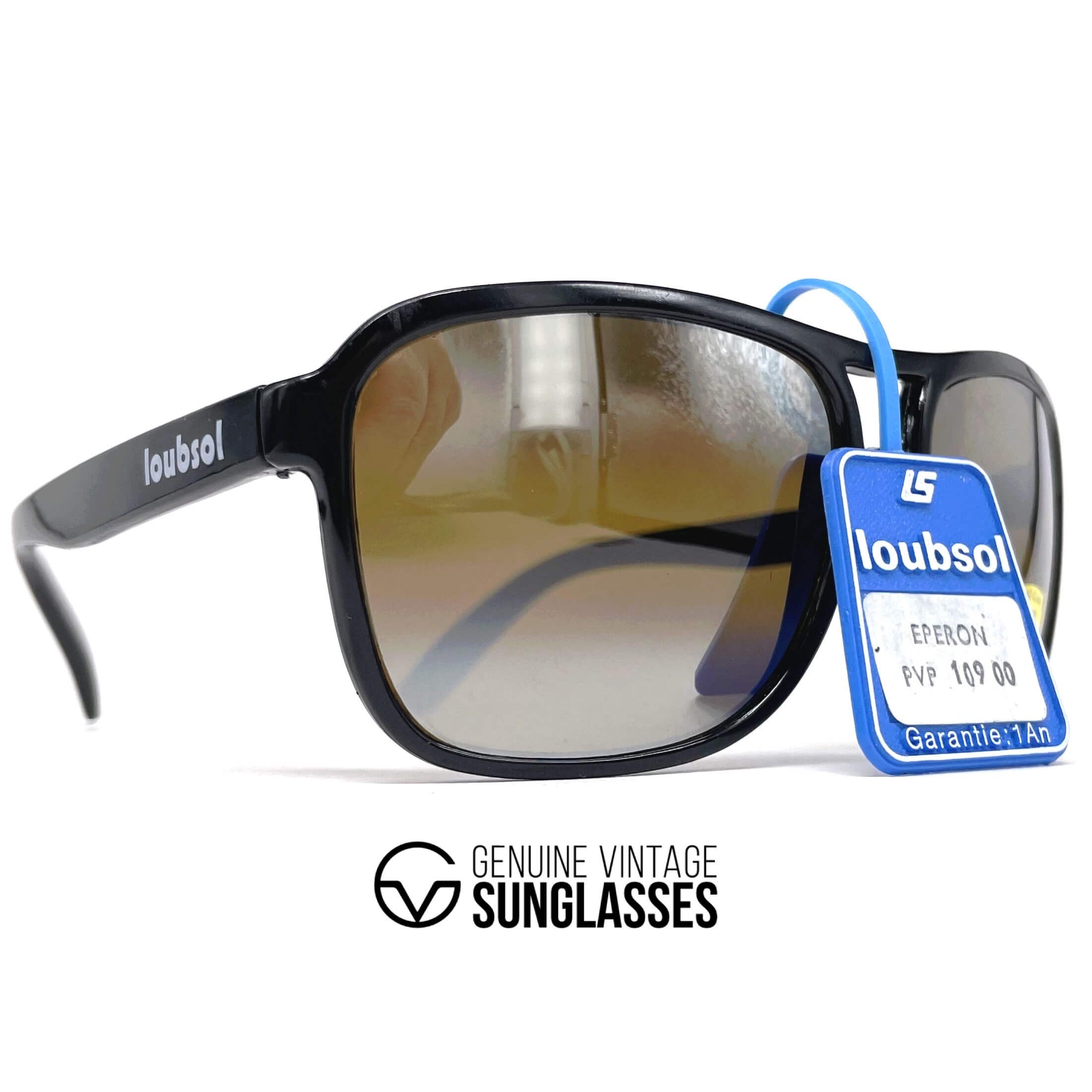 Vintage LOUBSOL Eperon black double mirrored aviator sunglasses