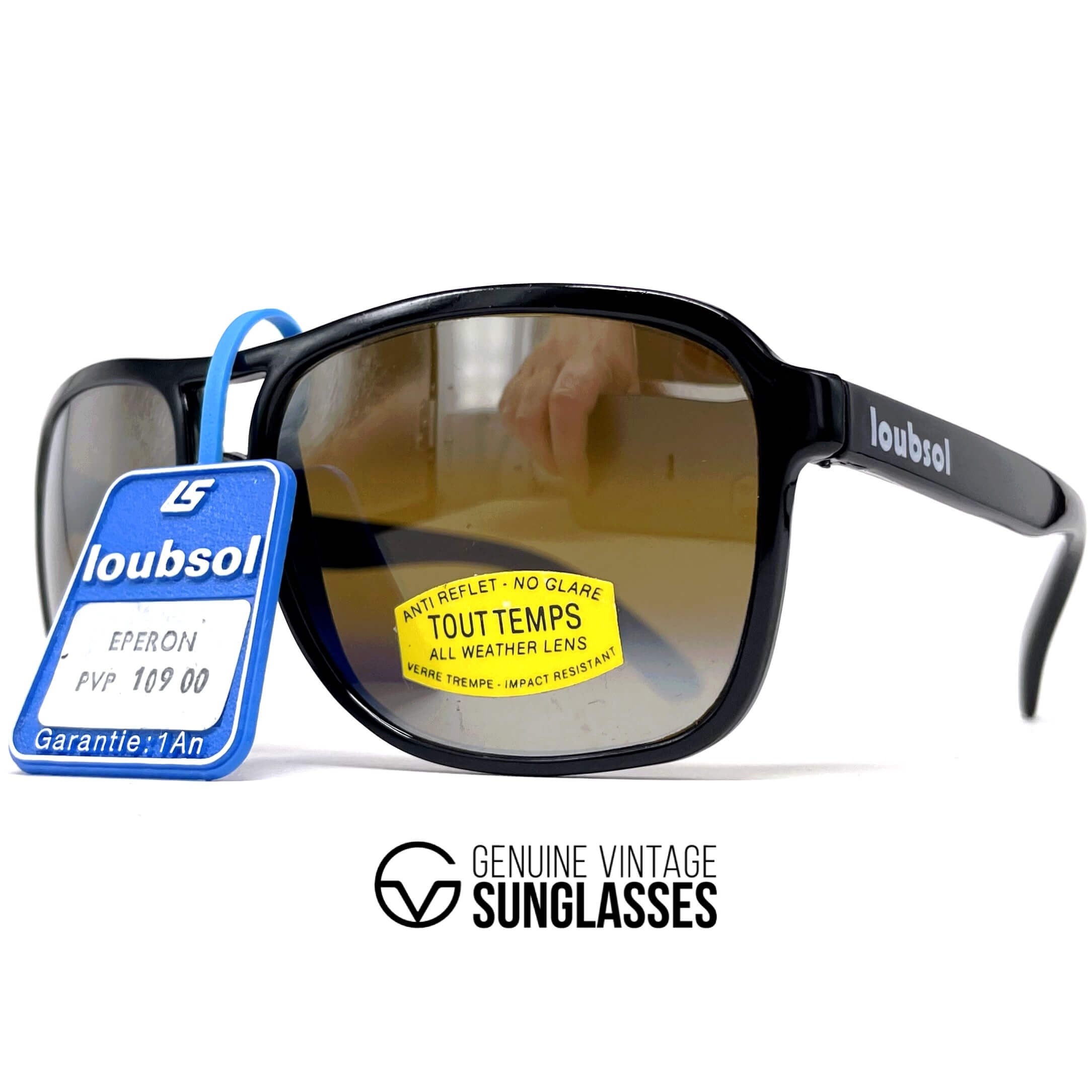Vintage LOUBSOL Eperon black double mirrored aviator sunglasses