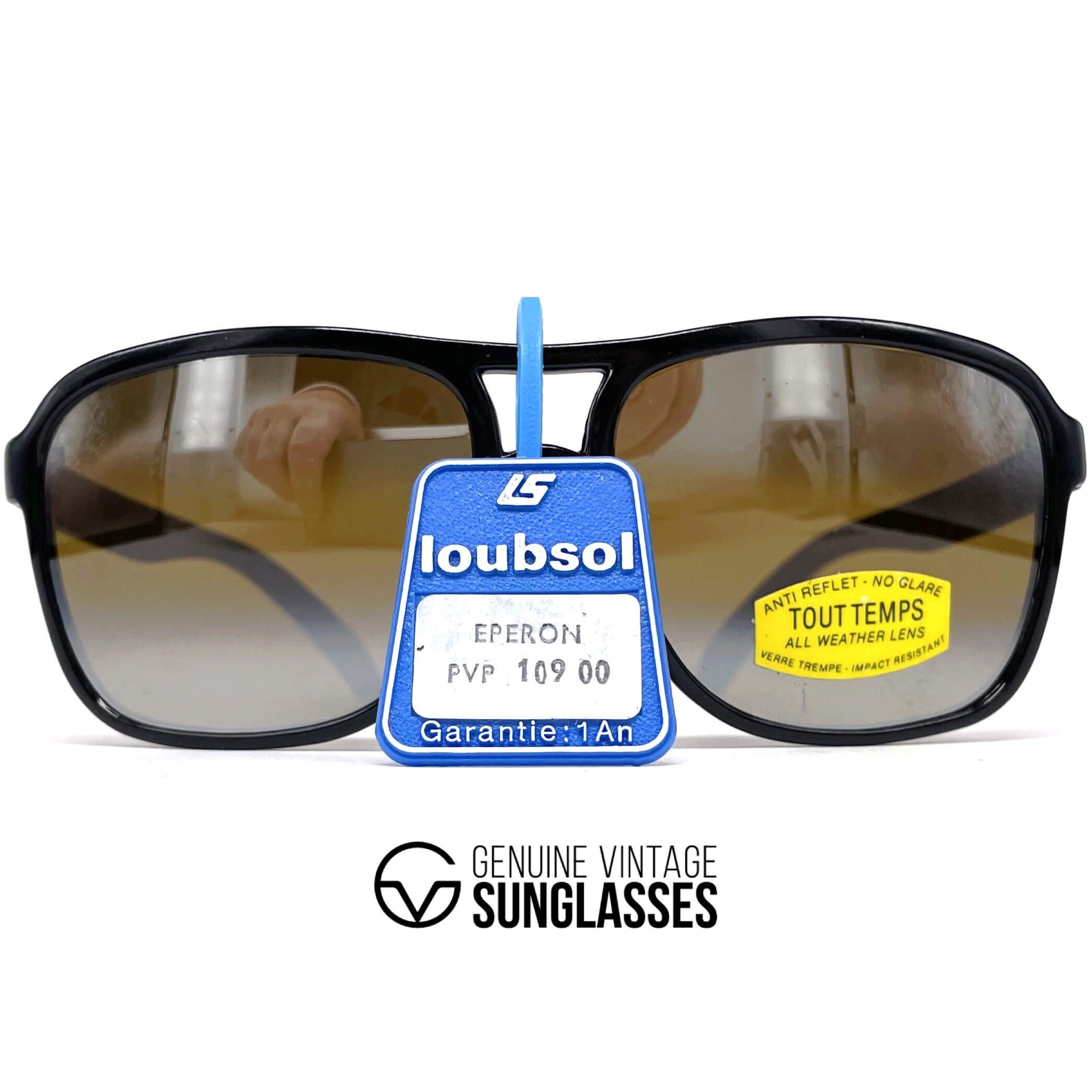 Vintage LOUBSOL Eperon black double mirrored aviator sunglasses