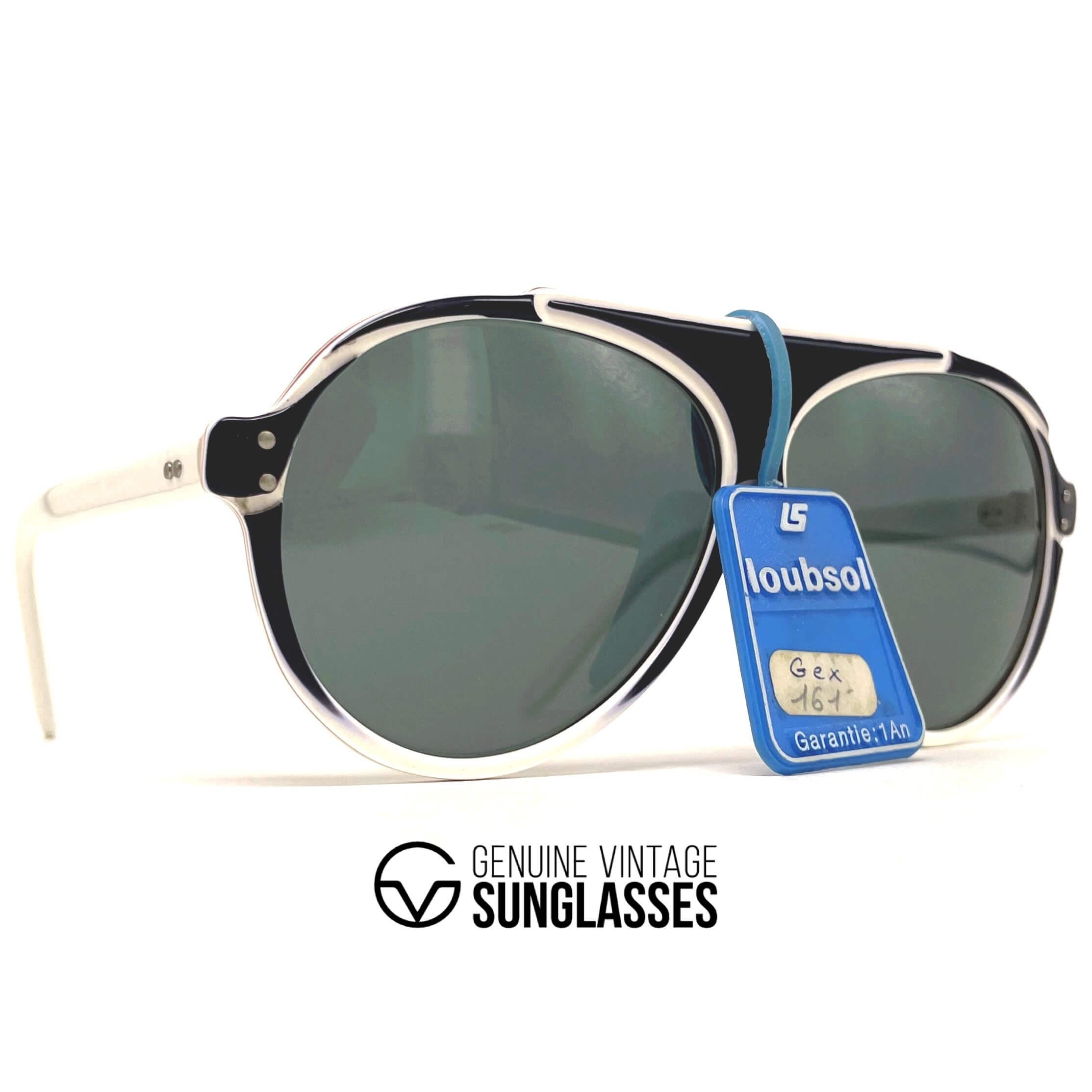 Vintage LOUBSOL Gex white blue round designer sunglasses