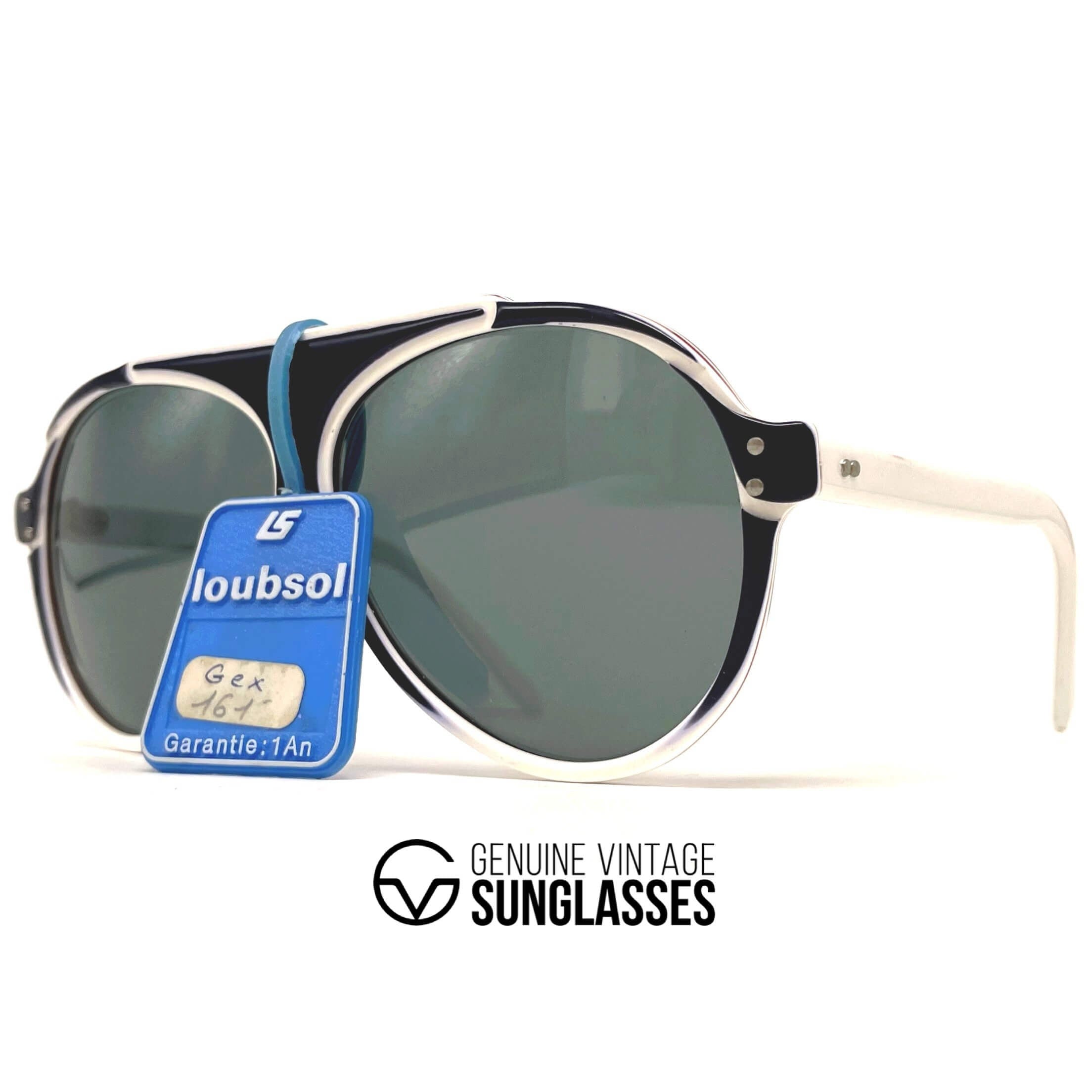 Vintage LOUBSOL Gex white blue round designer sunglasses