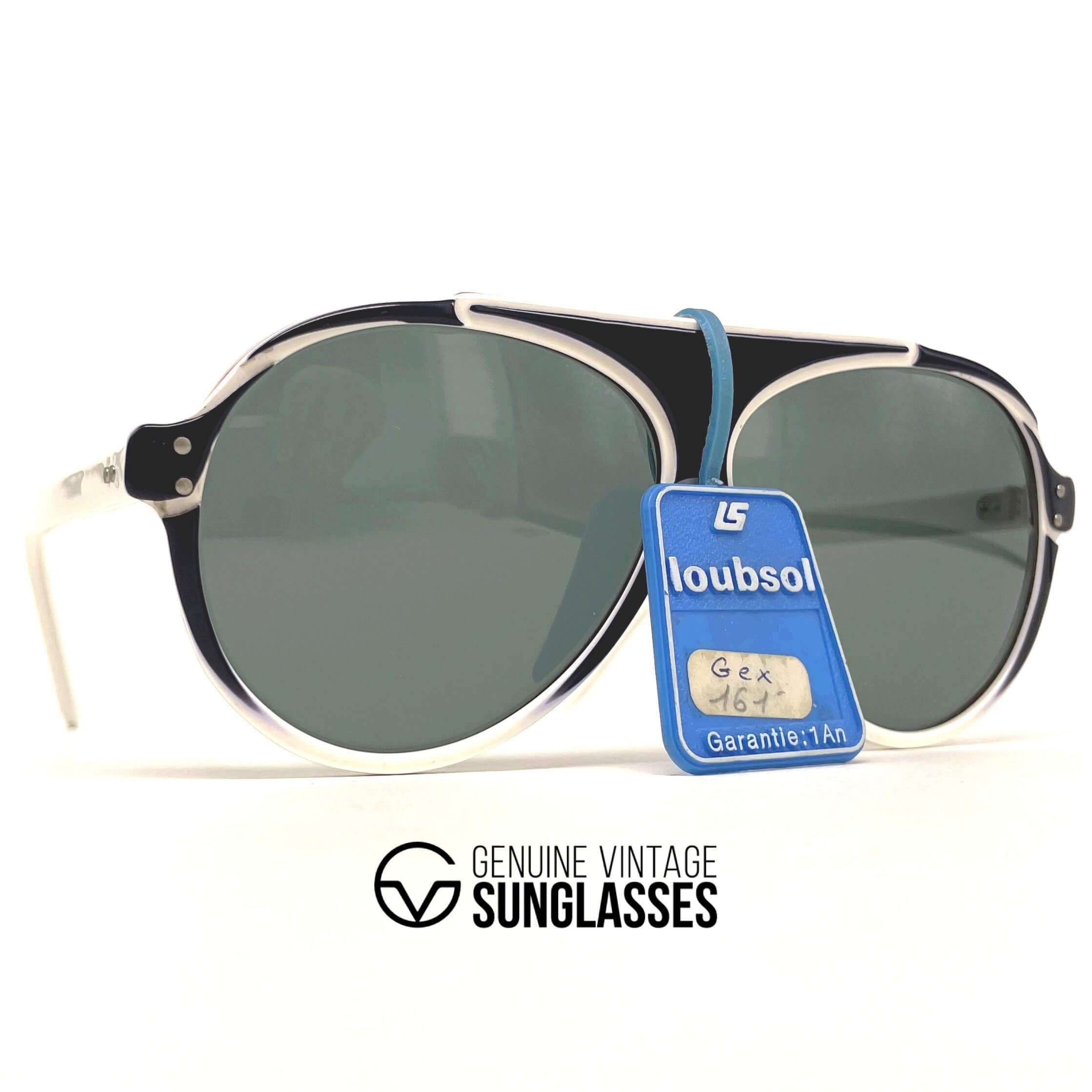 Vintage LOUBSOL Gex white blue round designer sunglasses