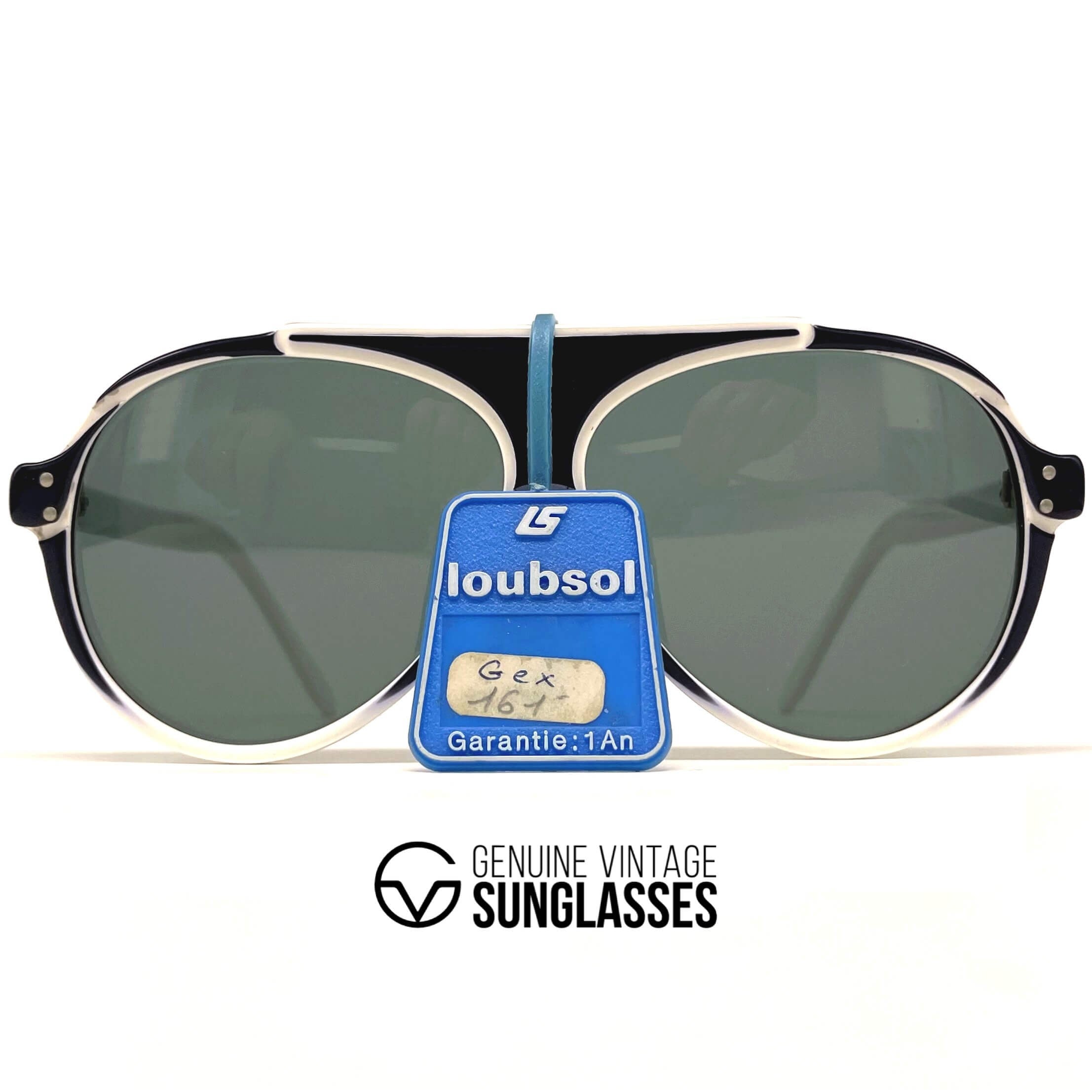 Vintage LOUBSOL Gex white blue round designer sunglasses