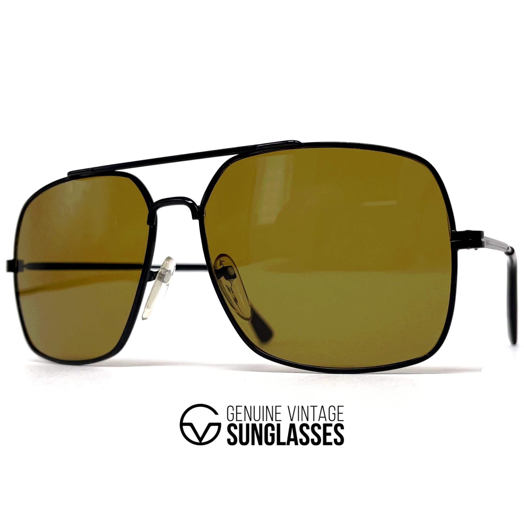 Vintage LOUBSOL Guitaise black mineral aviator sunglasses