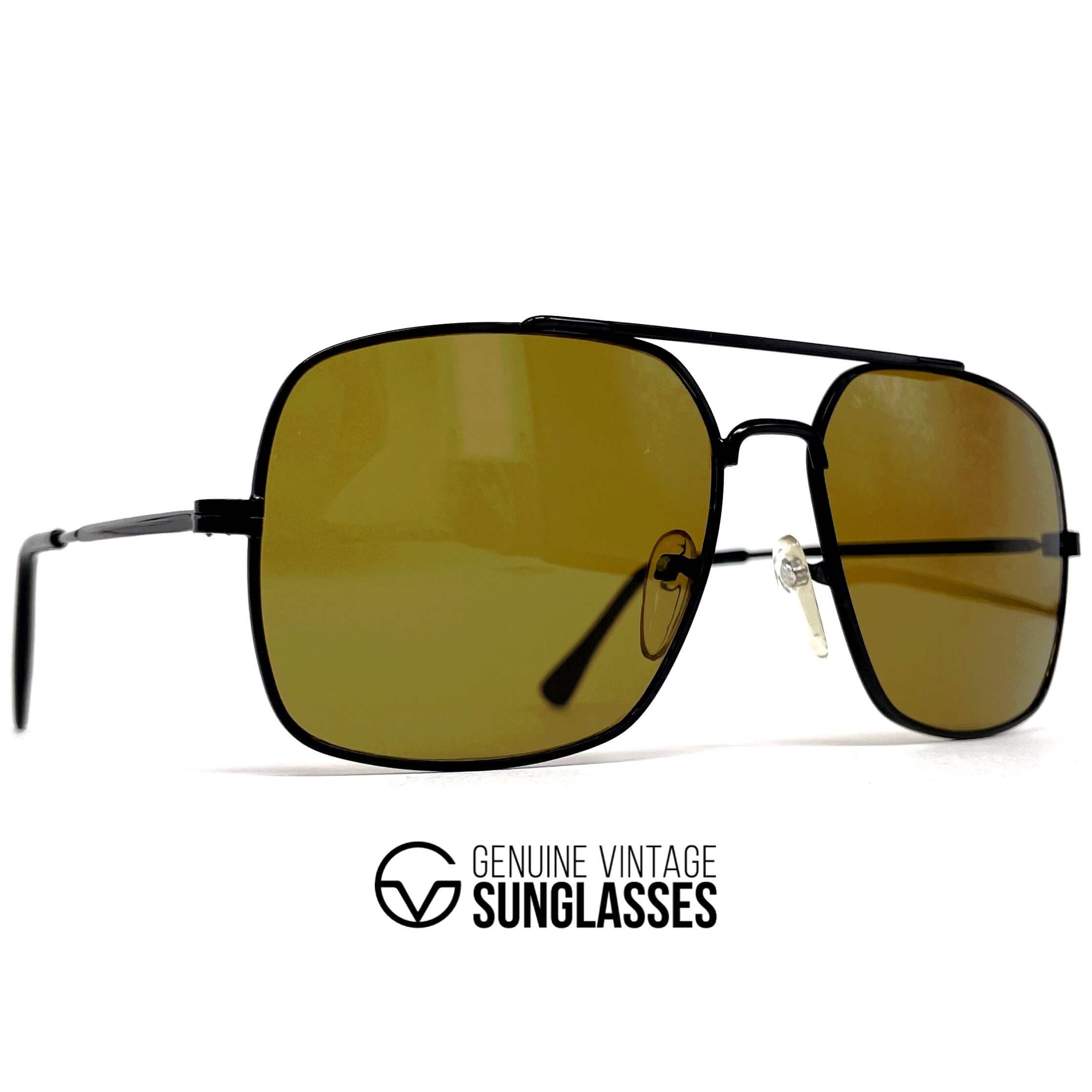 Vintage LOUBSOL Guitaise black mineral aviator sunglasses