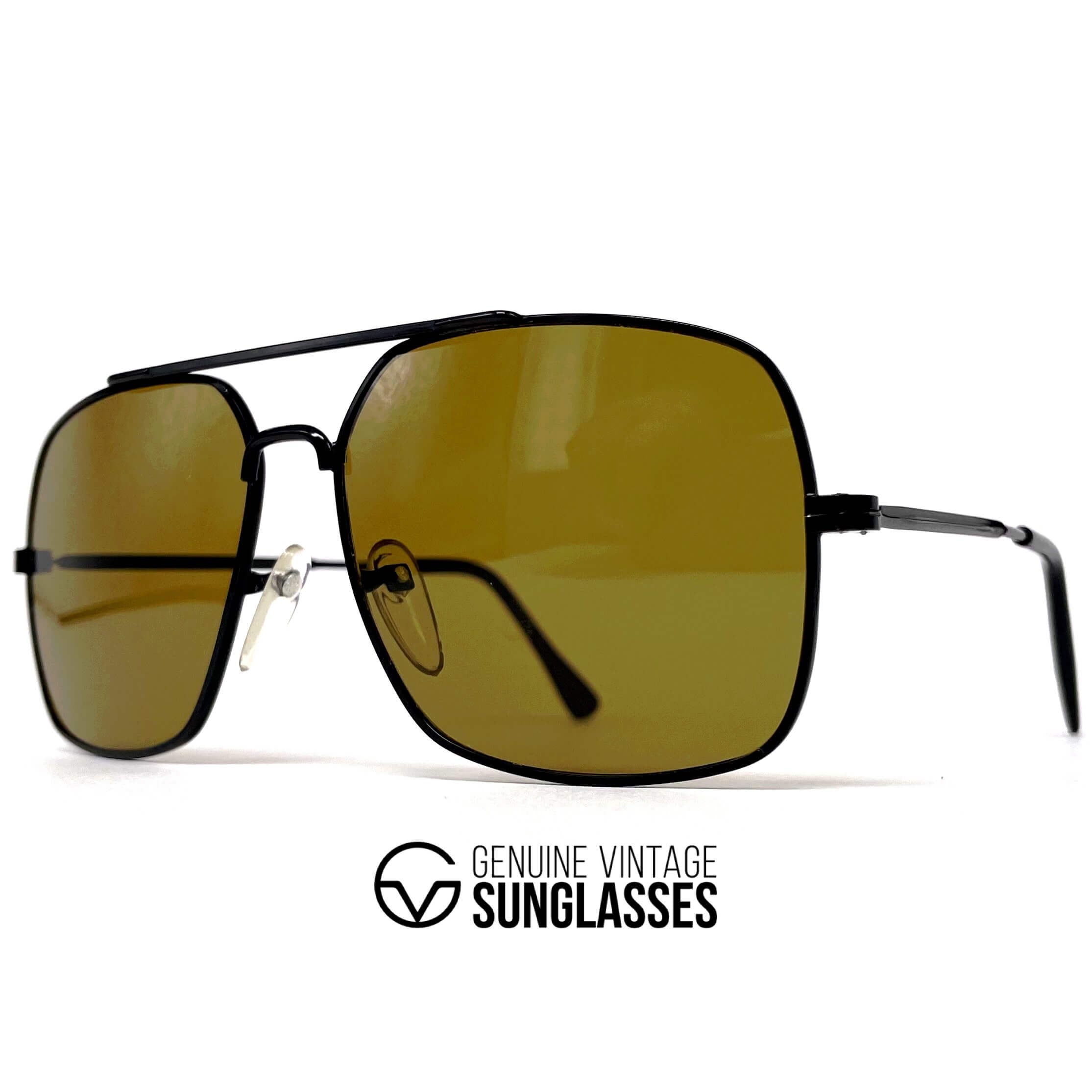 Vintage LOUBSOL Guitaise black mineral aviator sunglasses