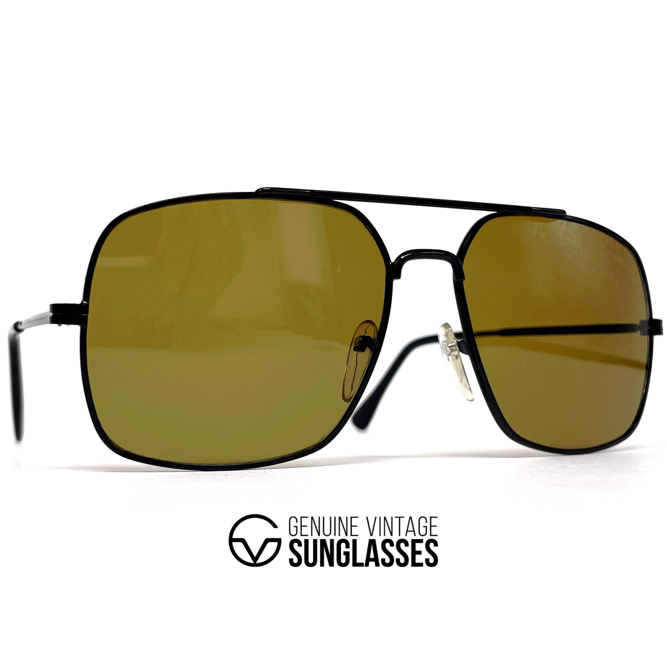 Vintage LOUBSOL Guitaise black mineral aviator sunglasses