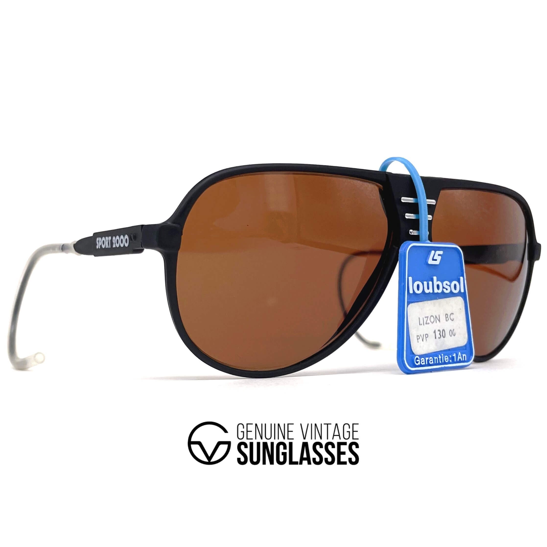 Vintage LOUBSOL Lizon Sport 2000 black aviator sunglasses