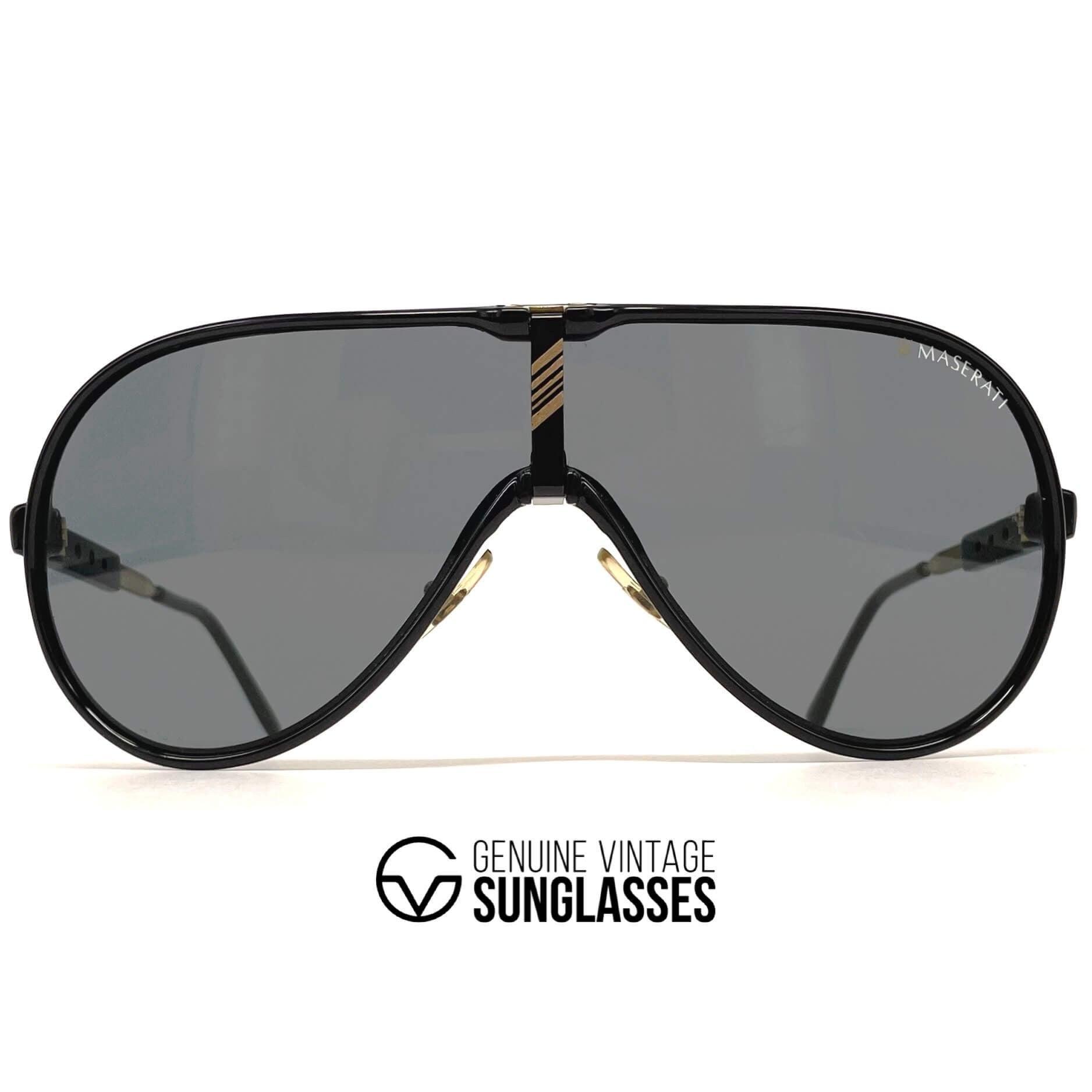 Vintage MASERATI M 6119 black luxury aviator sunglasses