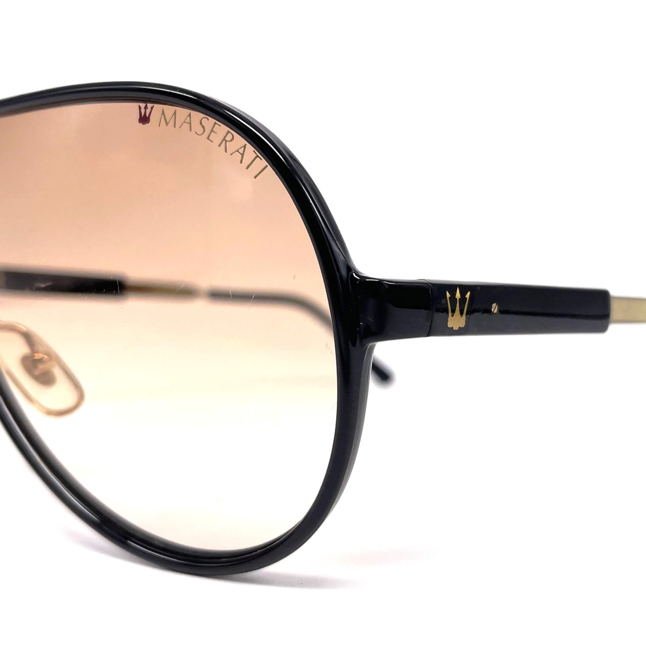 Vintage MASERATI M 6119 black luxury aviator sunglasses