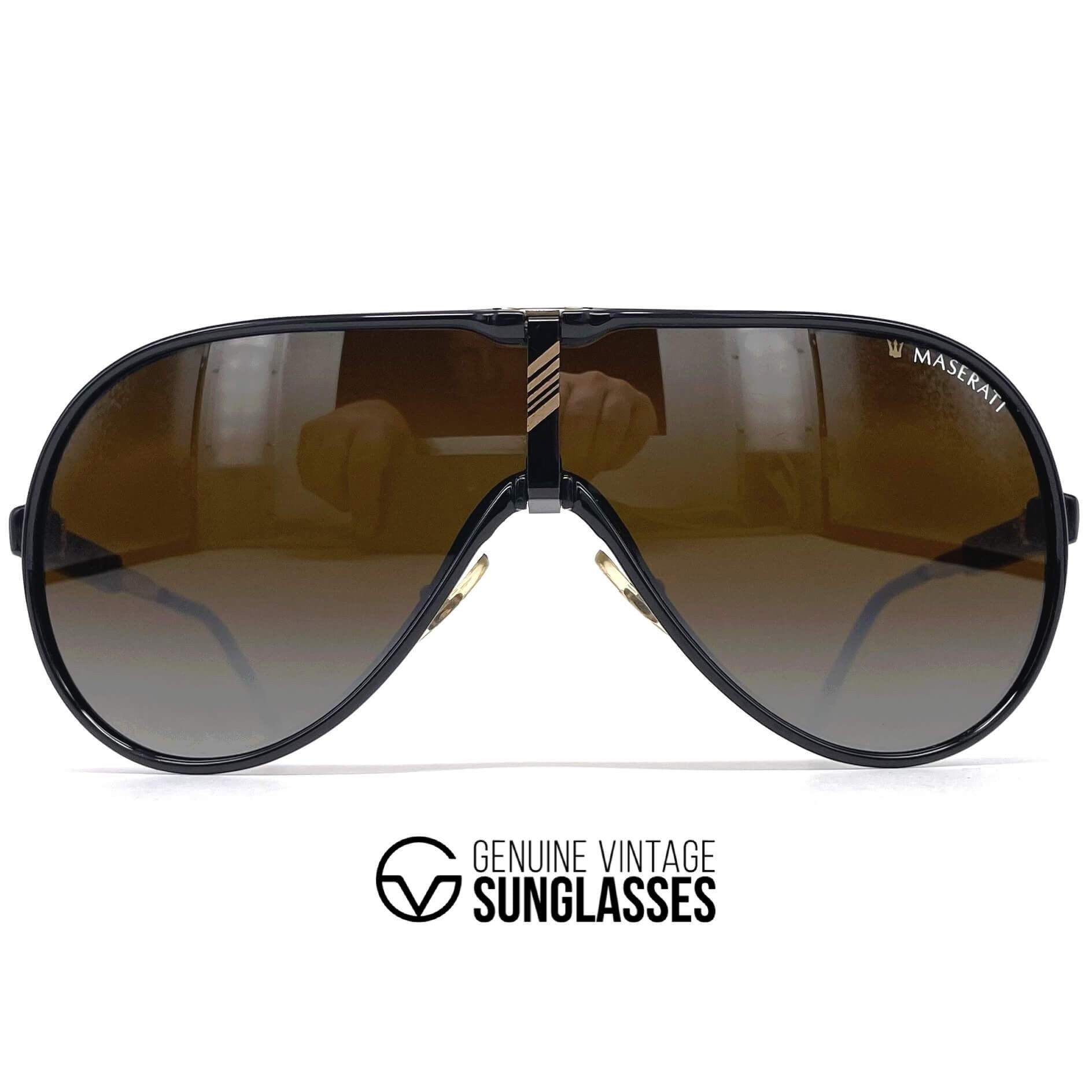 Vintage MASERATI M 6119 black luxury aviator sunglasses