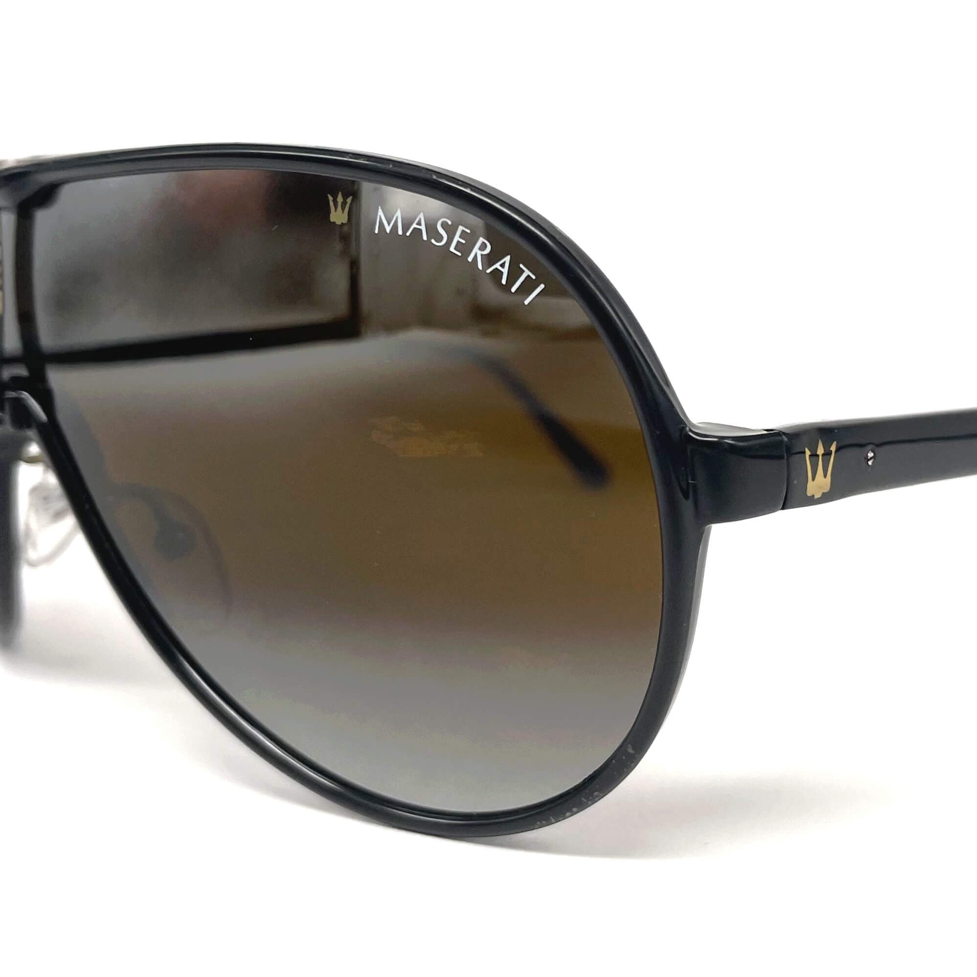 Vintage MASERATI M 6119 black luxury aviator sunglasses