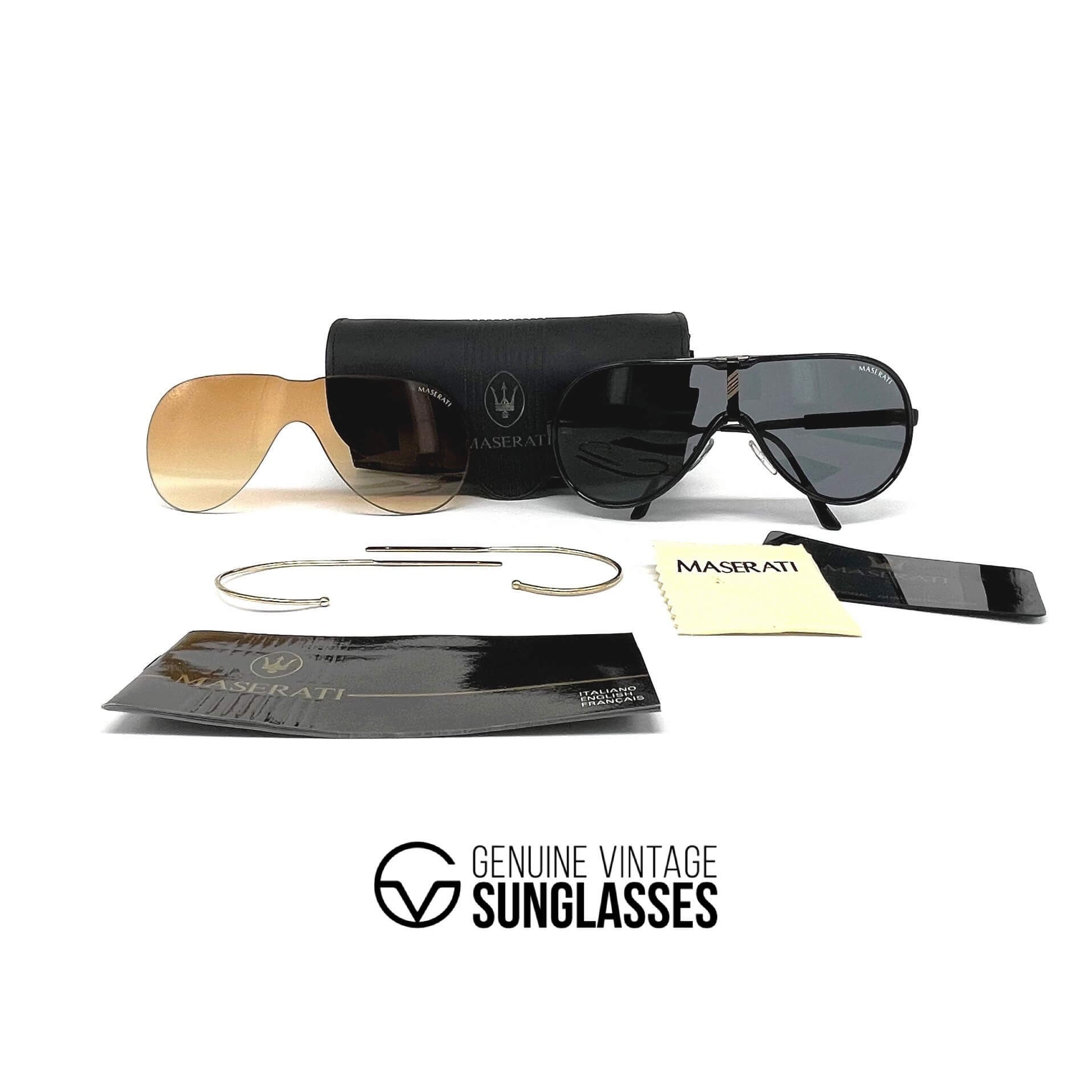 Vintage MASERATI M 6119 black luxury aviator sunglasses