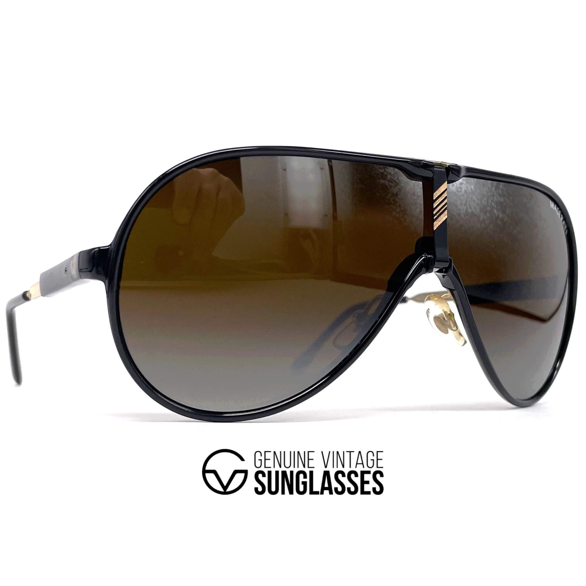 Vintage MASERATI M 6119 black luxury aviator sunglasses