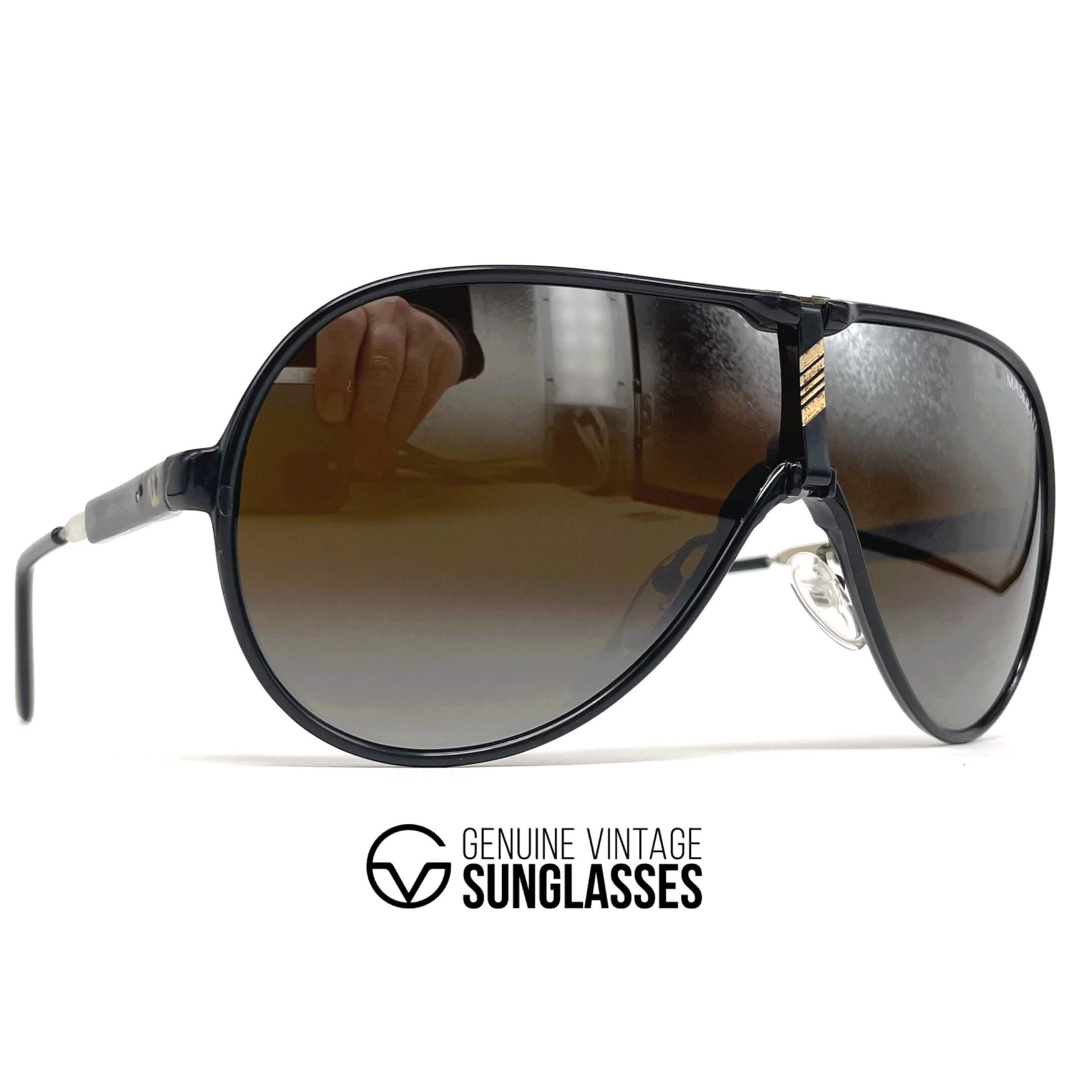 Vintage MASERATI M 6119 black luxury aviator sunglasses