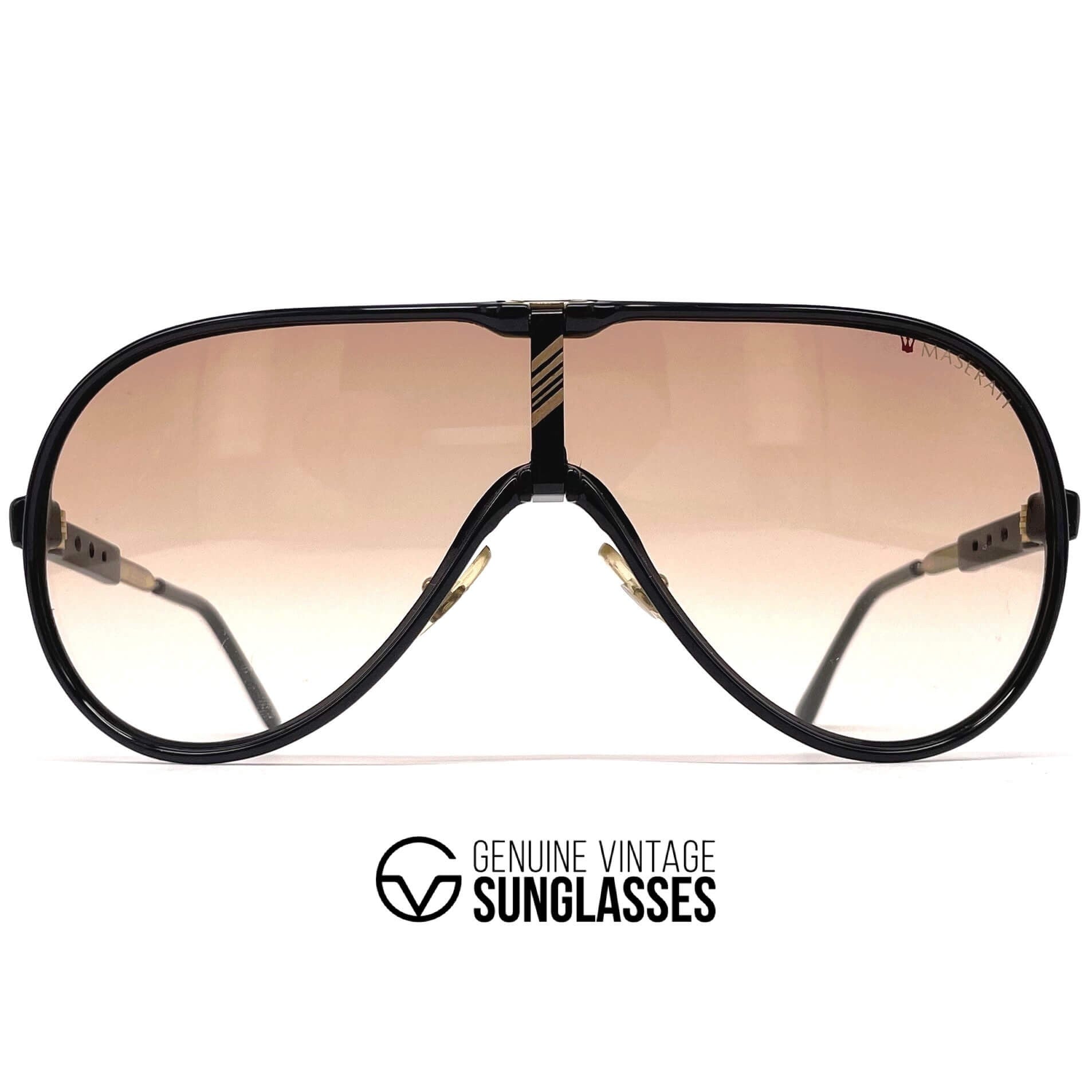 Vintage MASERATI M 6119 black luxury aviator sunglasses