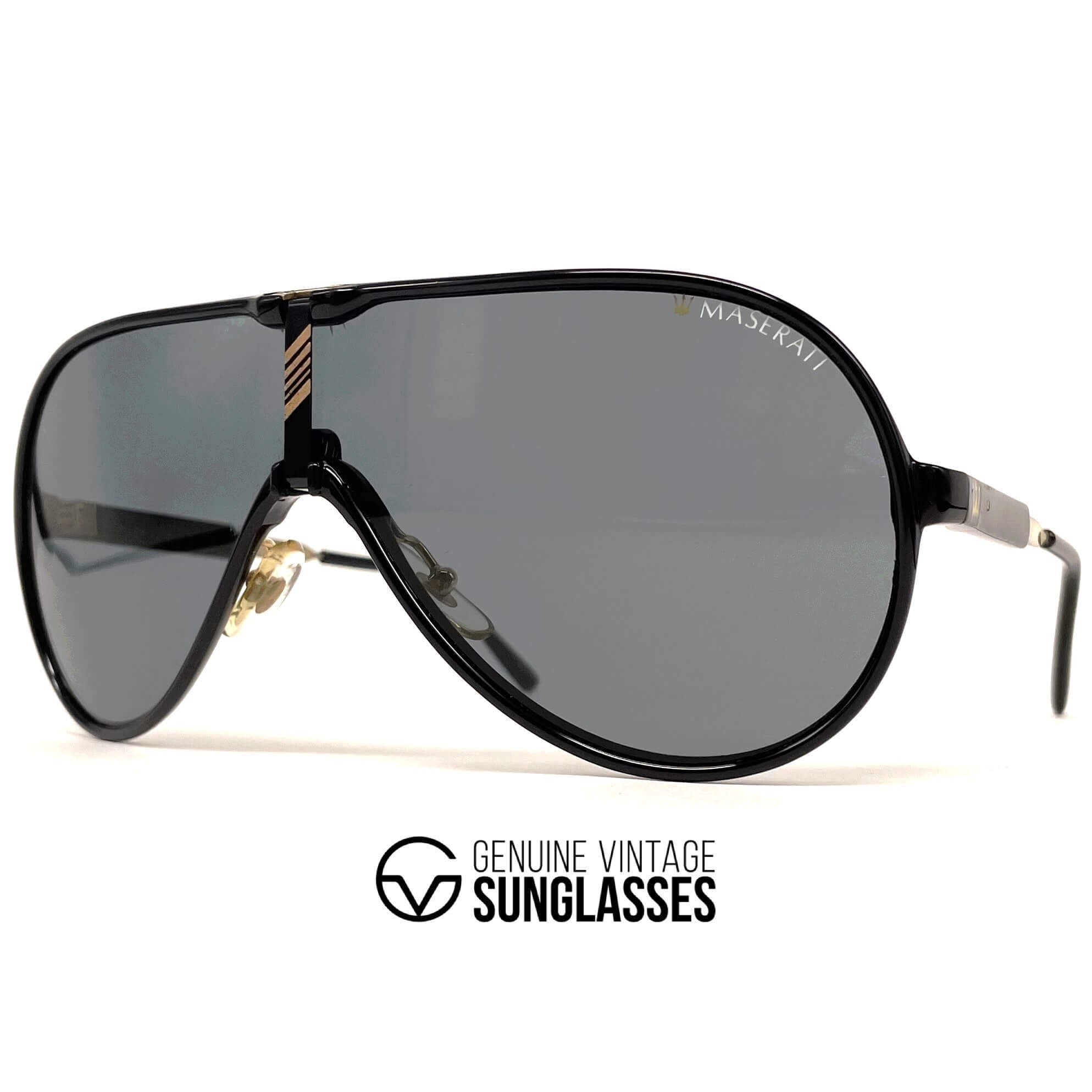 Vintage MASERATI M 6119 black luxury aviator sunglasses
