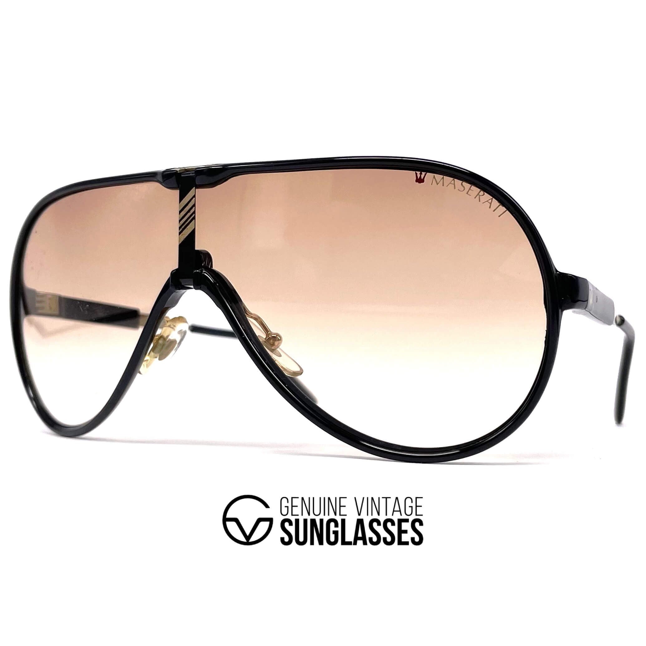 Vintage MASERATI M 6119 black luxury aviator sunglasses