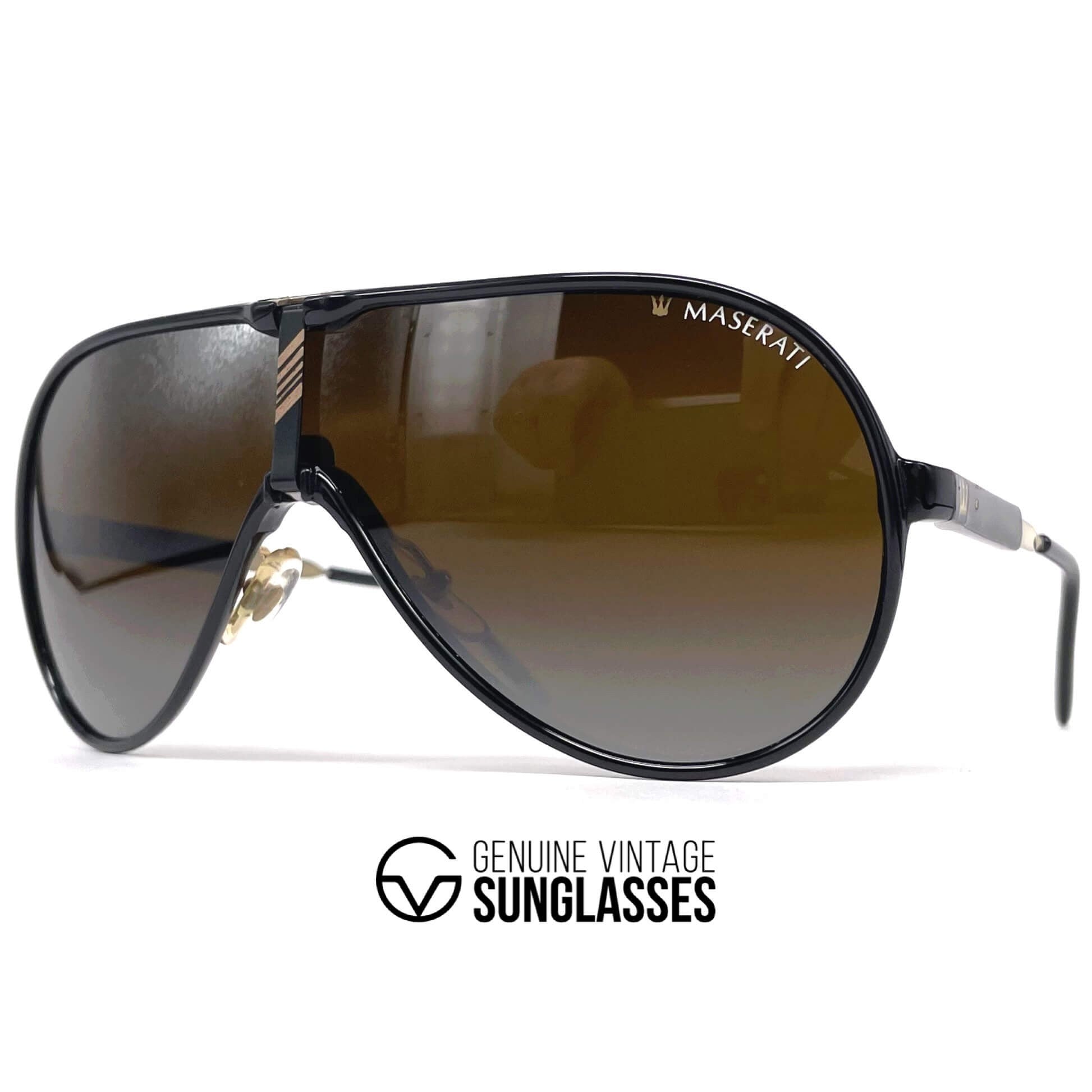 Vintage MASERATI M 6119 black luxury aviator sunglasses