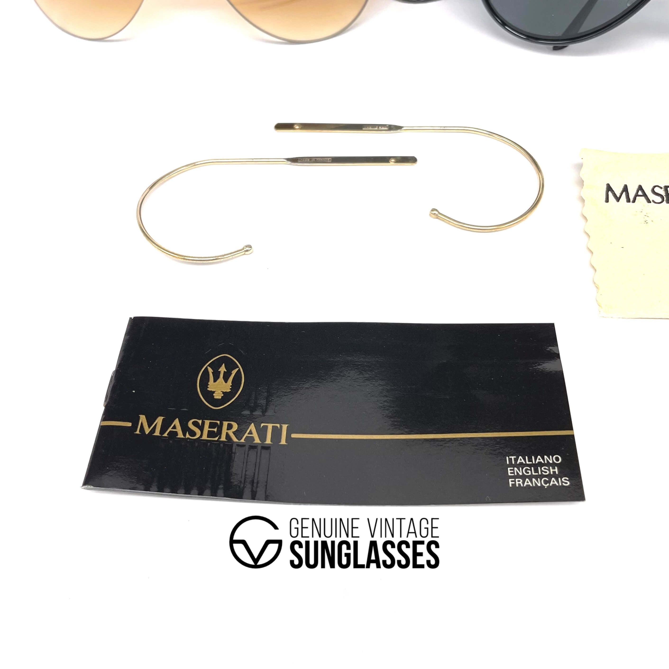 Vintage MASERATI M 6119 black luxury aviator sunglasses
