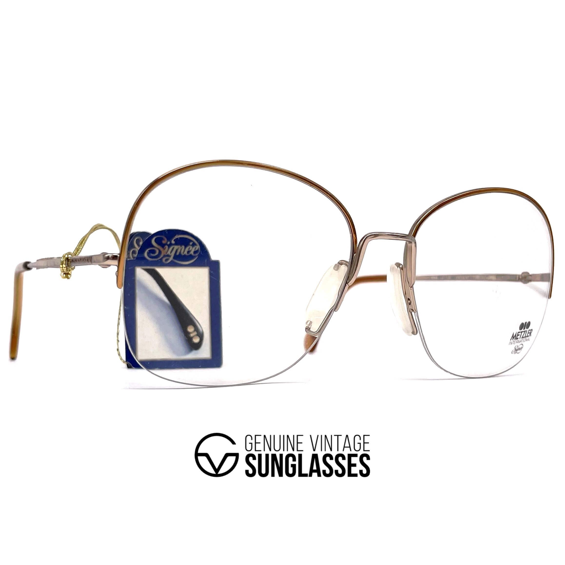 Vintage METZLER 7216 Signee gold rimless glasses frames