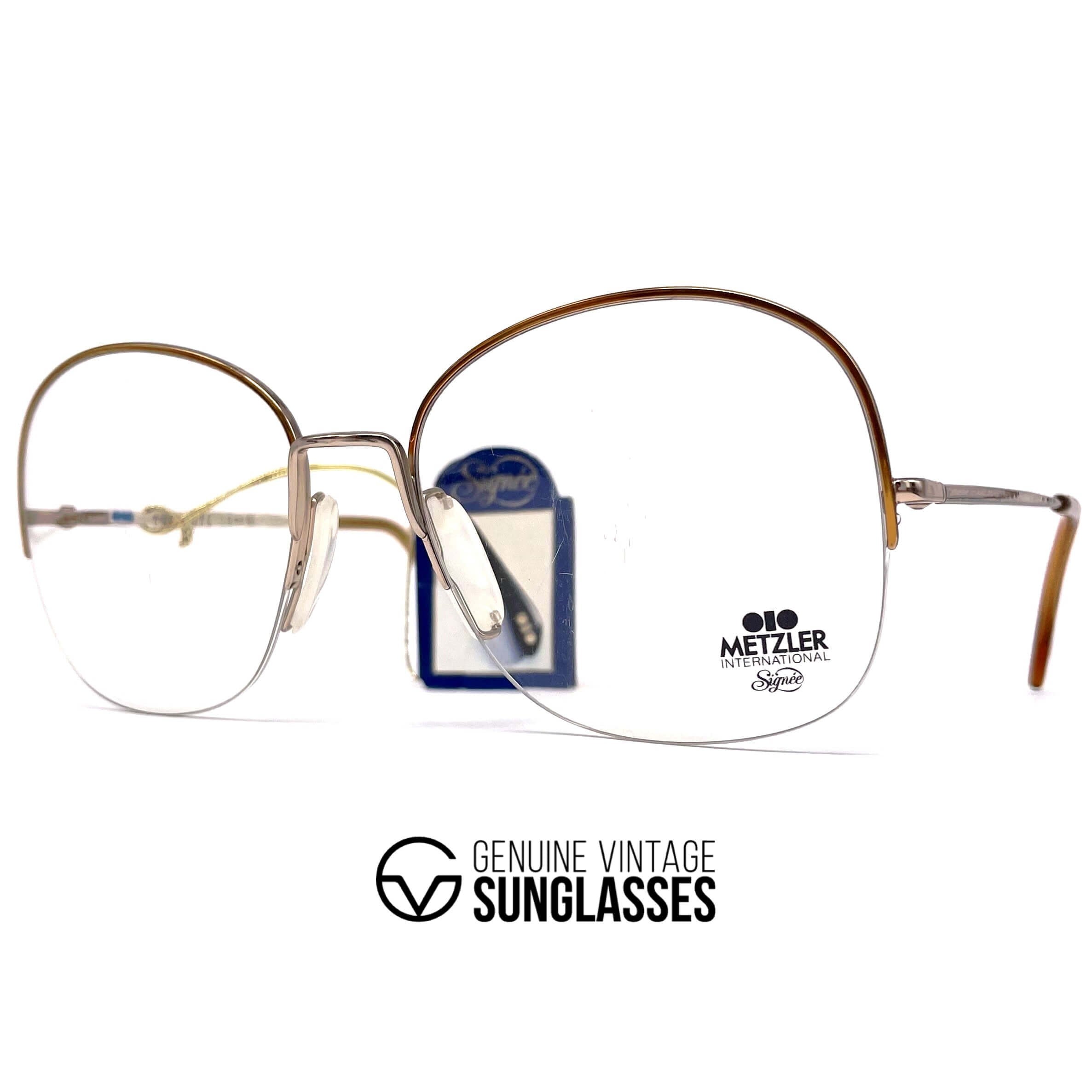 Vintage METZLER 7216 Signee gold rimless glasses frames