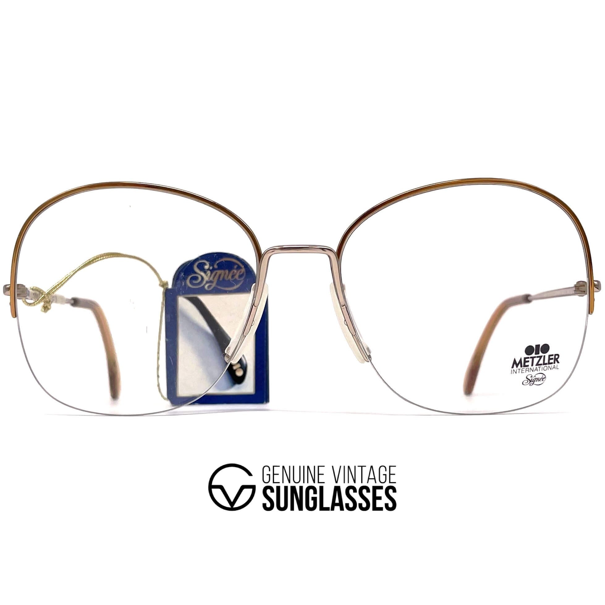 Vintage METZLER 7216 Signee gold rimless glasses frames