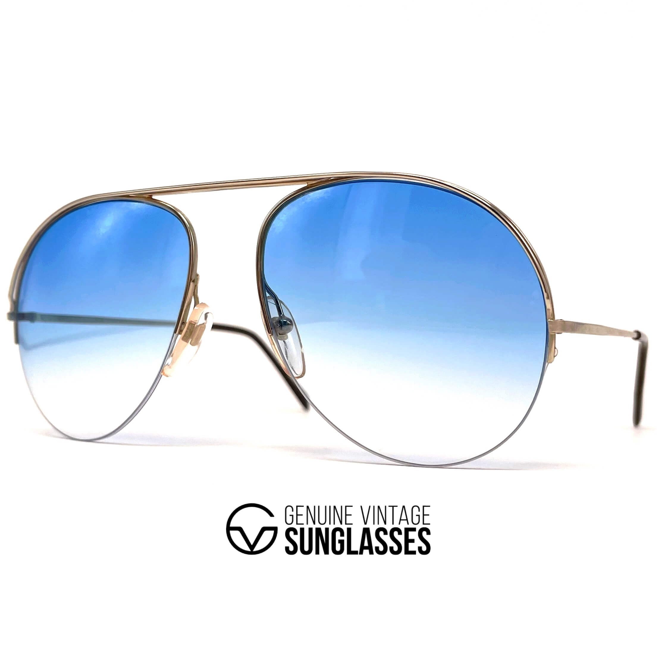 Vintage OWP DESIGN 1487 gold rimless aviator sunglasses